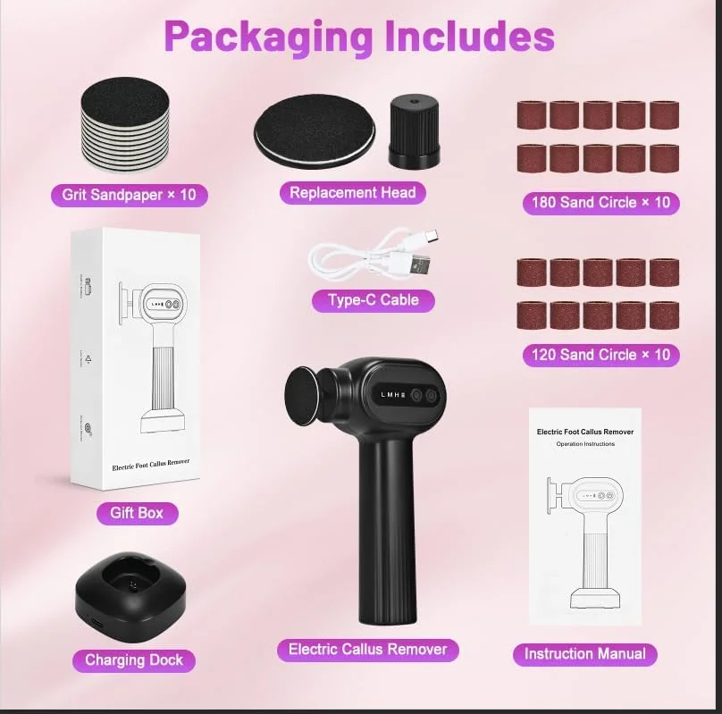 سوهان برقی پا برای از بین بردن پینه، فایل برقی شارژی پا 2 در 1، اسکرابر برقی قابل تنظیم سرعت برای پوست های مرده، ابزار پدیکور با 20 دیسک سمباده (مشکی) سوهان برقی پا برای از بین بردن پینه، فایل برقی شارژی پا 2 در 1، اسکرابر برقی قابل تنظیم سرعت برای پوست های مرده، ابزار پدیکور با 20 دیسک سمباده (مشکی)