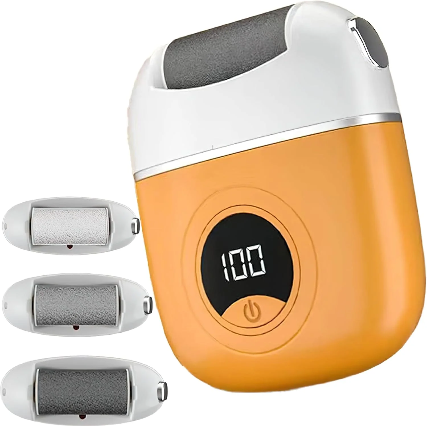 سوهان برقی پدیکور پا مدل 2025، اسکرابر و فایل پا، از بین برنده پوست مرده پا، سمباده پا، از بین برنده زگیل کف پا، تراشنده پینه پا (نارنجی)