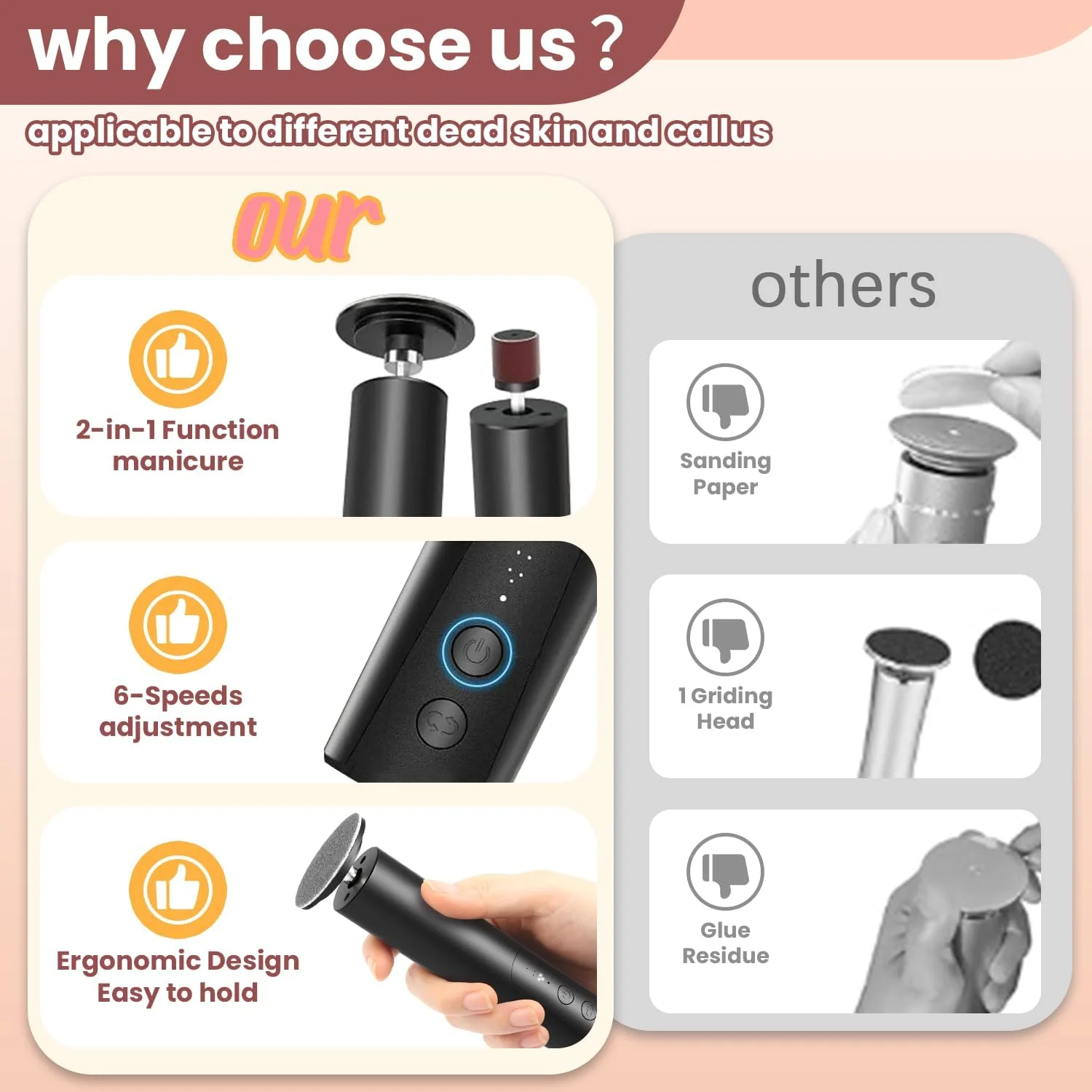 سوهان برقی پا، سوهان برقی 2 در 1 و سنگ ناخن با 6 سرعت، سوهان شارژی پا با 2 حالت سمباده دیسکی، ابزار سمباده پا برای از بین بردن پوست خشک و مرده سوهان برقی پا، سوهان برقی 2 در 1 و سنگ ناخن با 6 سرعت، سوهان شارژی پا با 2 حالت سمباده دیسکی، ابزار سمباده پا برای از بین بردن پوست خشک و مرده