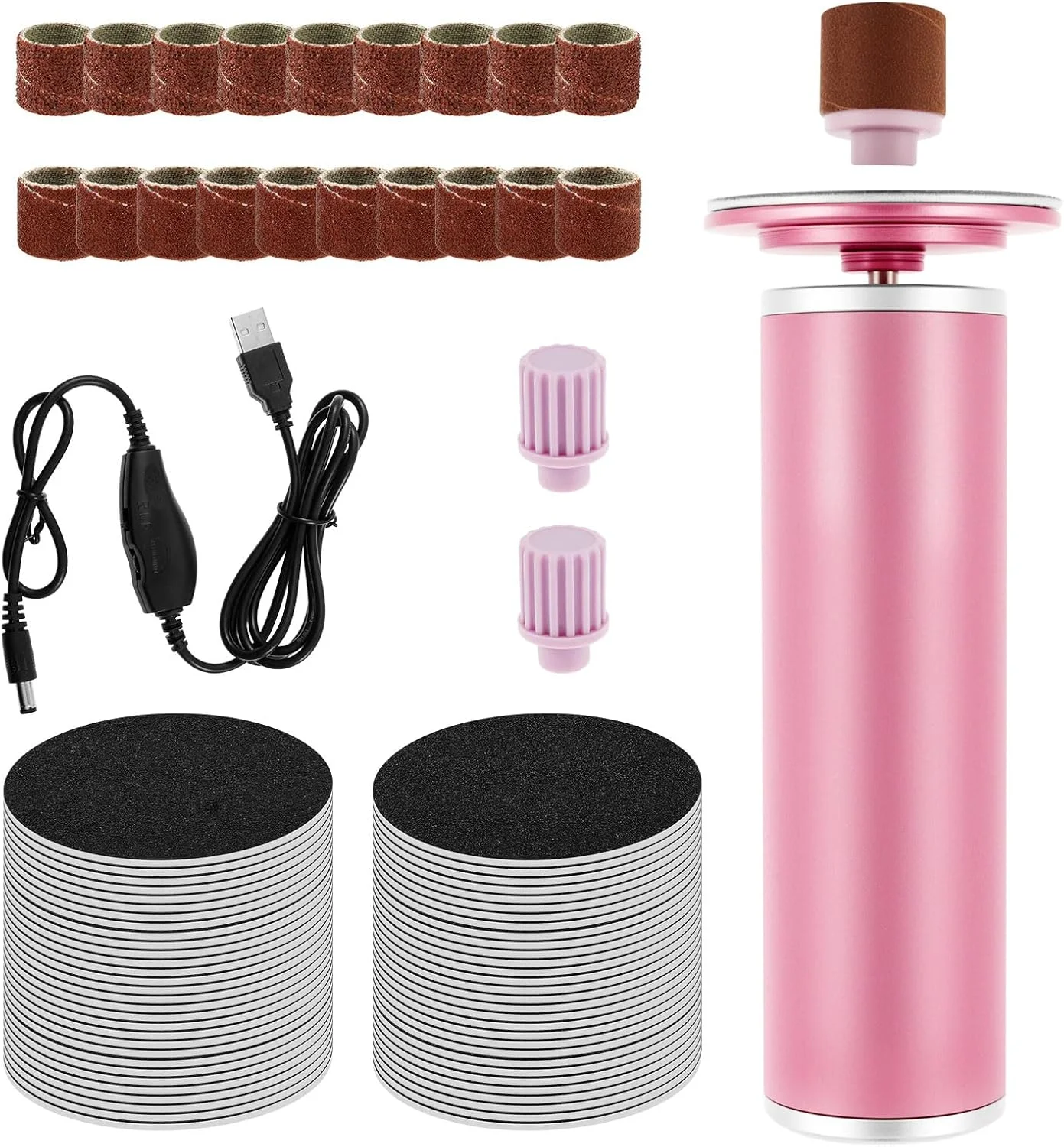 سوهان برقی پینه پا، دستگاه پینه بردار 2 در 1، سوهان برقی پا با 60 دیسک سمباده، سرعت قابل تنظیم، شارژ USB، سوهان برقی پینه پا برای پا و دست