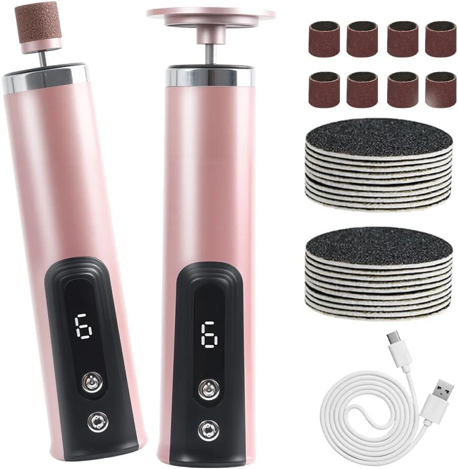 سوهان برقی پینه پا 2 در 1 با 6 سرعت، قابل شارژ USB، سوهان برقی پینه برای مراقبت از پا و دست، دستگاه مراقبت حرفه ای پا برای از بین بردن پینه