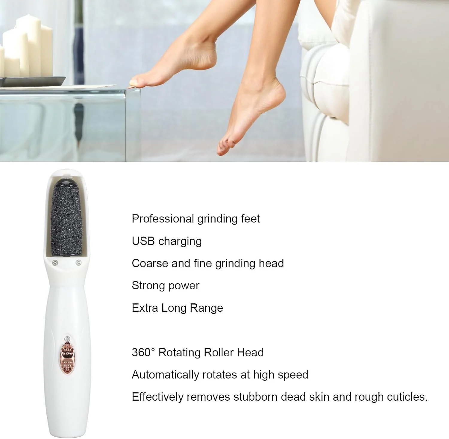 سوهان برقی پا، چرخش 360 درجه برای از بین بردن پوست مرده، ابزار پدیکور شارژی، سنگ پا برقی برای پوست های سفت، ترک خورده و خشک سوهان برقی پا، چرخش 360 درجه برای از بین بردن پوست مرده، ابزار پدیکور شارژی، سنگ پا برقی برای پوست های سفت، ترک خورده و خشک
