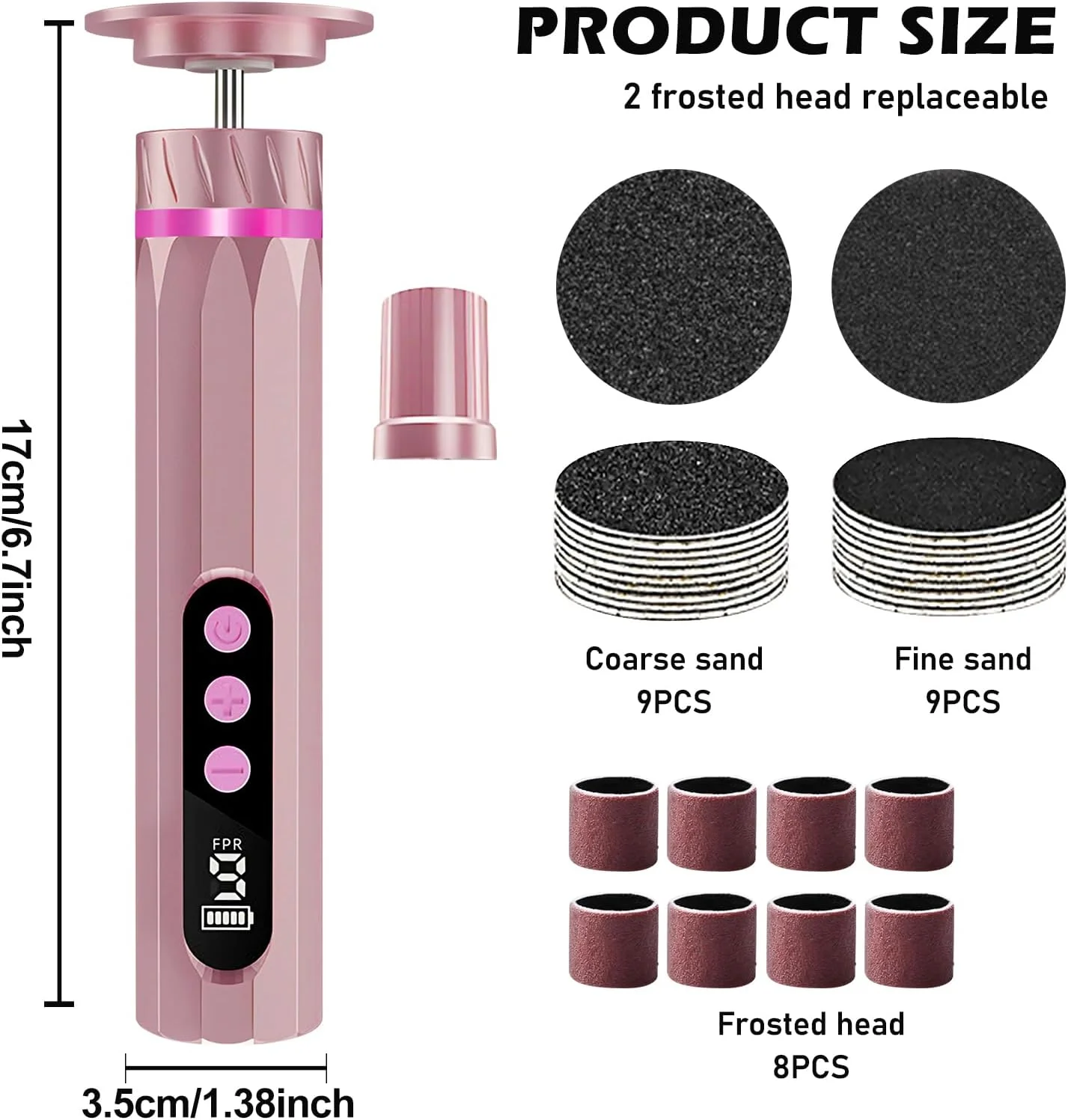 سوهان برقی پدیکور 2 در 1، از بین برنده پینه پا، سوهان برقی پدیکور، سوهان پا، از بین برنده پوست مرده پا، سرعت قابل تنظیم، 20 دیسک سمباده، 10 حلقه ناخن