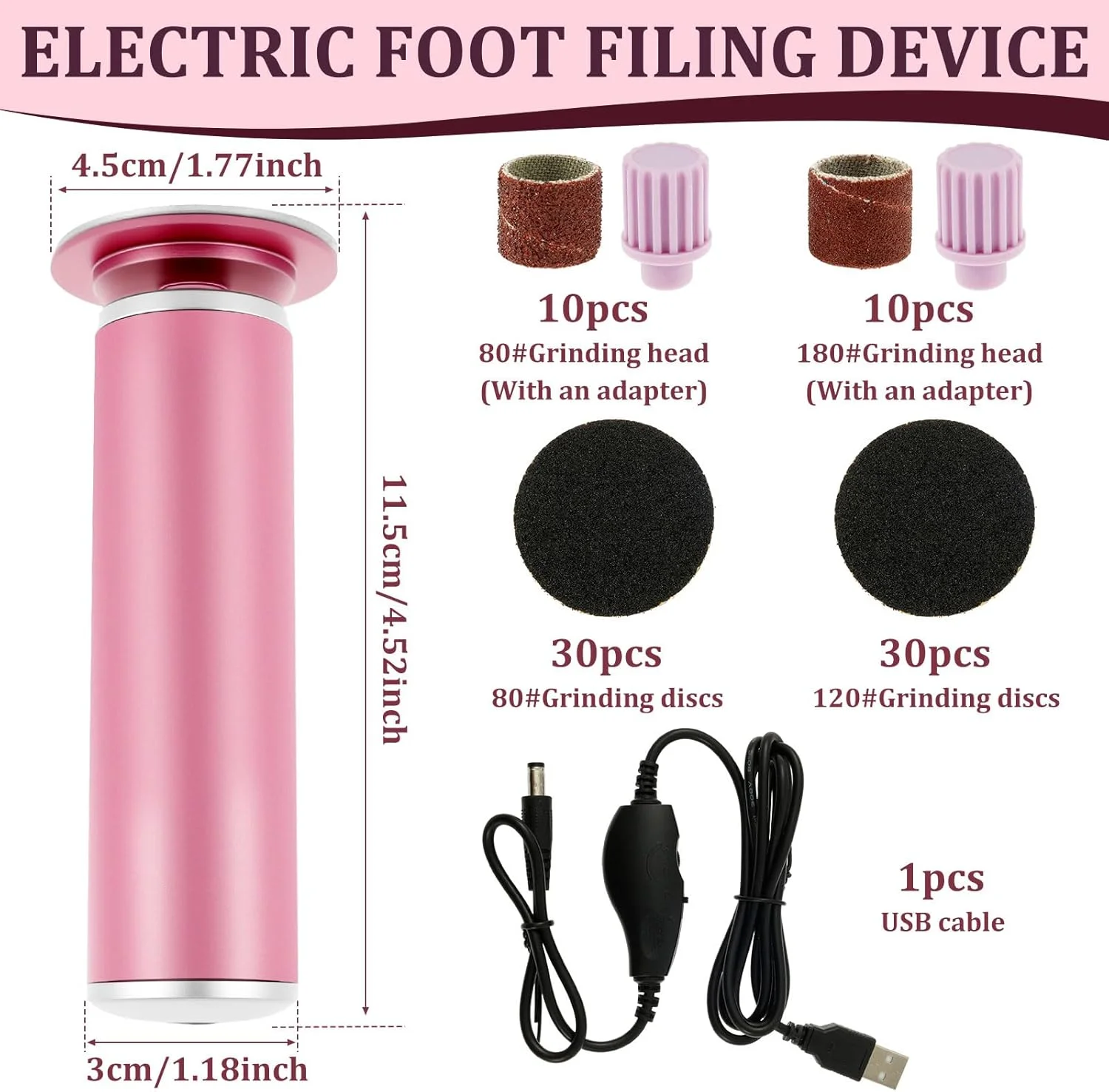 سوهان برقی پینه پا، دستگاه پینه بردار 2 در 1، سوهان برقی پا با 60 دیسک سمباده، سرعت قابل تنظیم، شارژ USB، سوهان برقی پینه پا برای پا و دست سوهان برقی پینه پا، دستگاه پینه بردار 2 در 1، سوهان برقی پا با 60 دیسک سمباده، سرعت قابل تنظیم، شارژ USB، سوهان برقی پینه پا برای پا و دست