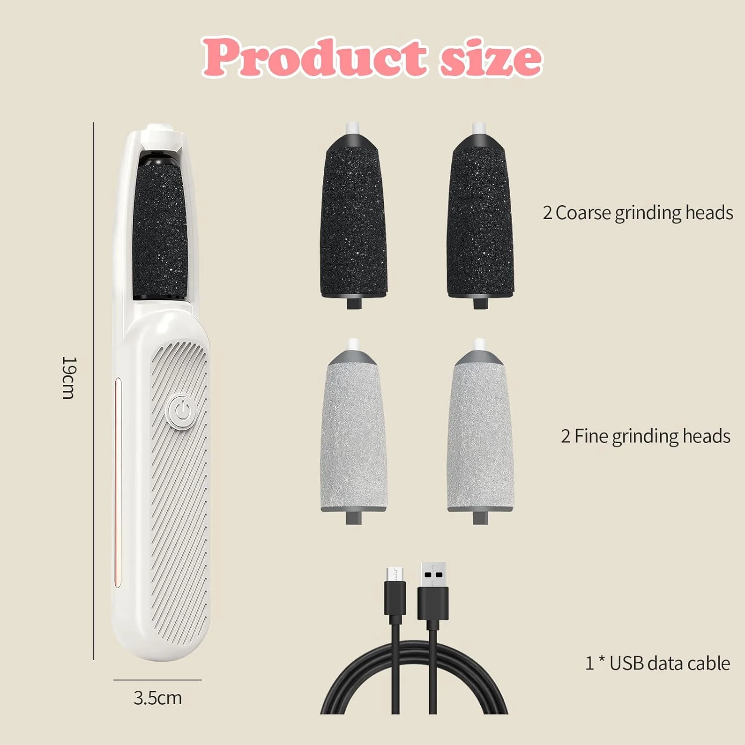 سوهان برقی پدیکور، از بین برنده پینه پا، سوهان برقی پا، مراقبت از پا با 4 سری غلتکی و 3 سرعت، ست پدیکور قابل شارژ برای پاشنه های ترک خورده، میخچه و خشکی پا