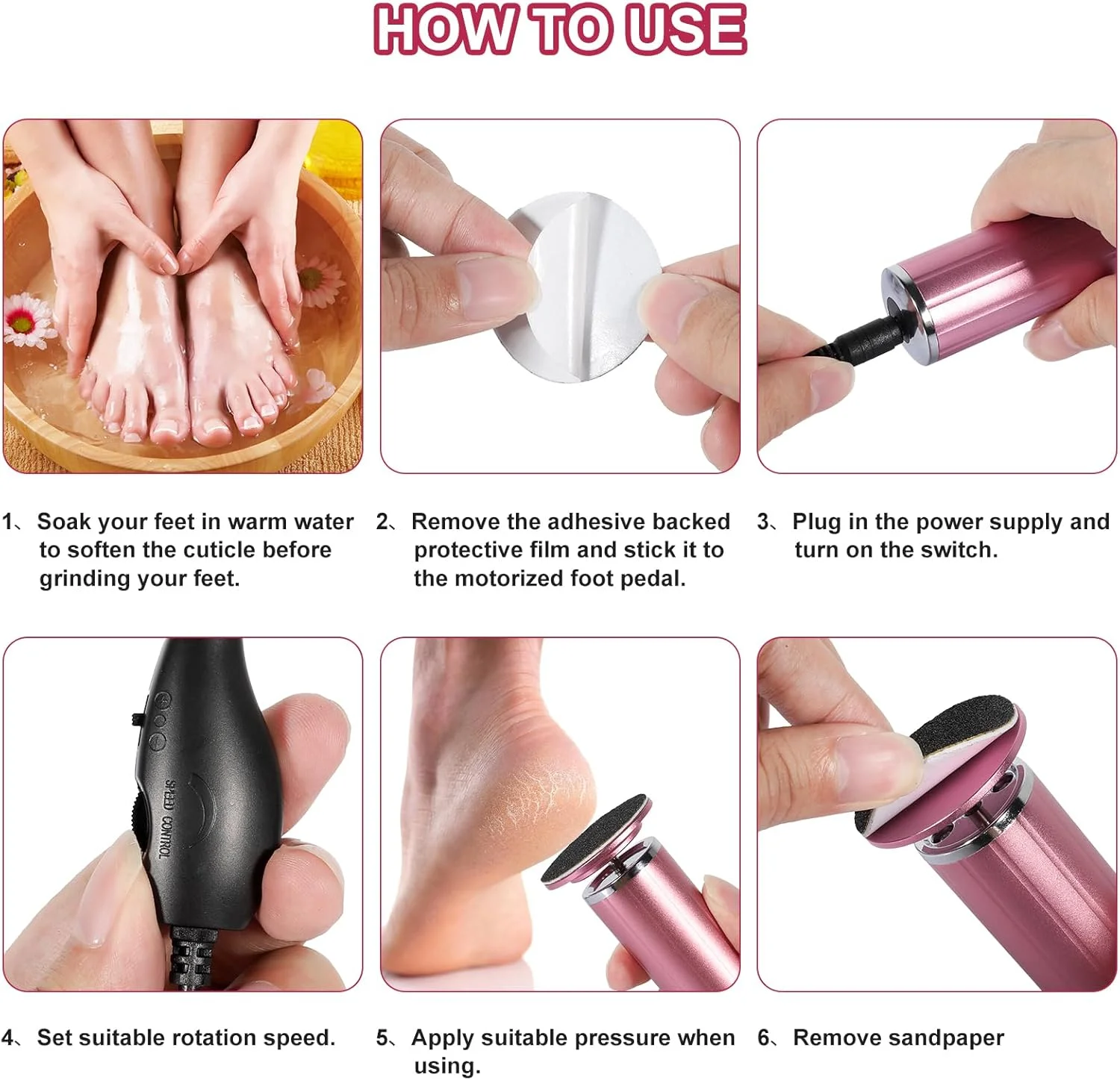 سوهان برقی پا برای از بین بردن پینه با 60 پد سمباده، ساخته شده از آلومینیوم، کنترل سرعت پیوسته - دستگاه حرفه ای پدیکور، سوهان برقی پا برای پوست های مرده، سخت و ترک خورده سوهان برقی پا برای از بین بردن پینه با 60 پد سمباده، ساخته شده از آلومینیوم، کنترل سرعت پیوسته - دستگاه حرفه ای پدیکور، سوهان برقی پا برای پوست های مرده، سخت و ترک خورده