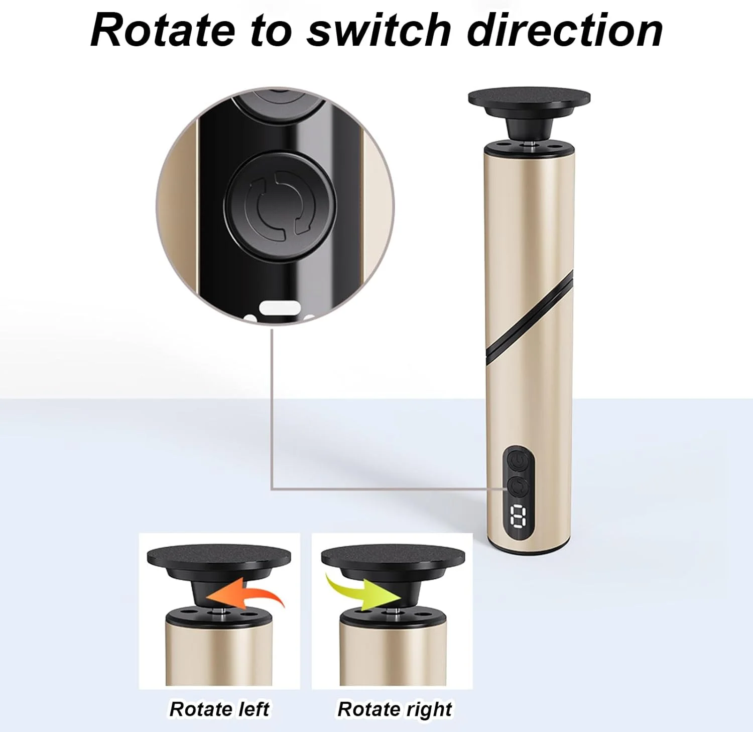 دستگاه پدیکور برقی 9 سرعته فساکوز، از بین برنده پینه پا با عملکرد باتری، دسته محوری و چرخش به جلو/عقب