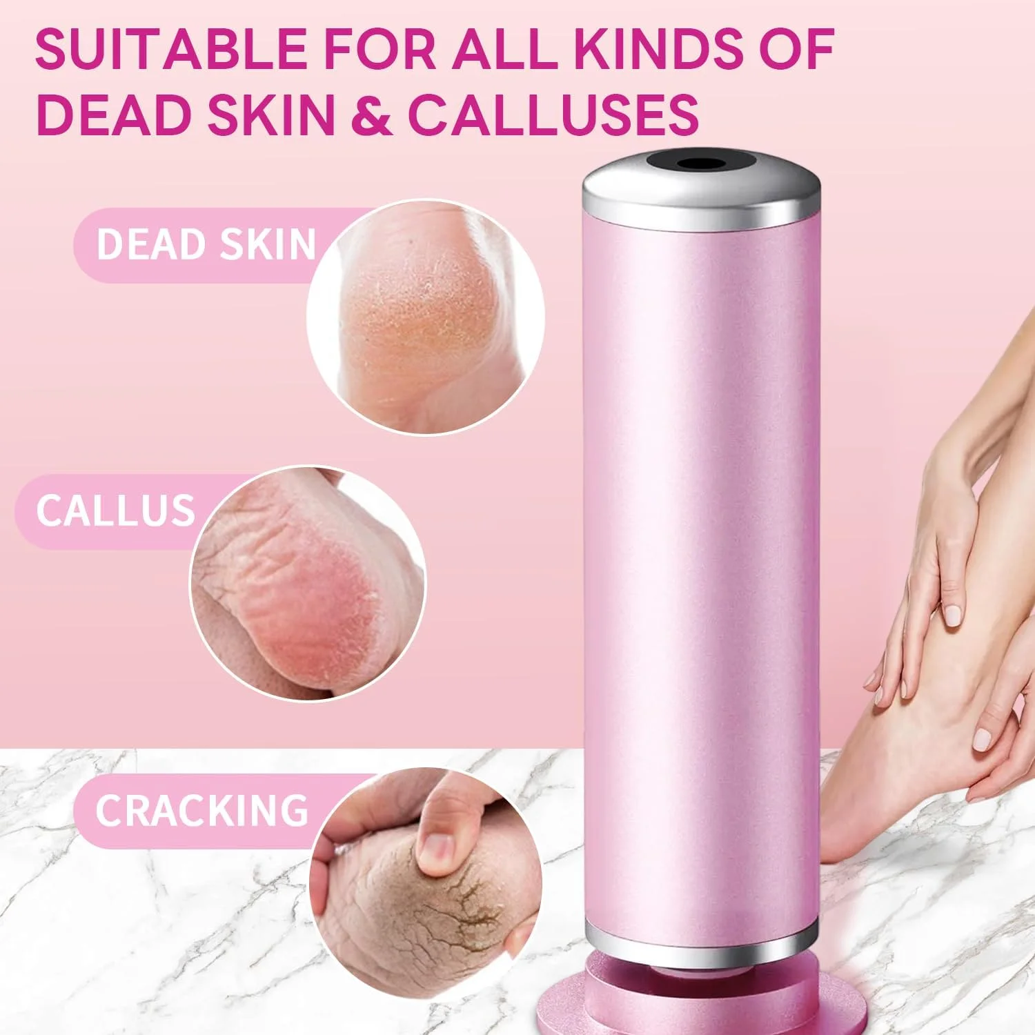 سوهان برقی پینه پا FHNUVB، سوهان برقی قدرتمند پا برای از بین بردن بدون درد پینه های حرفه ای پا، دارای 60 دیسک سمباده، سرعت قابل تنظیم