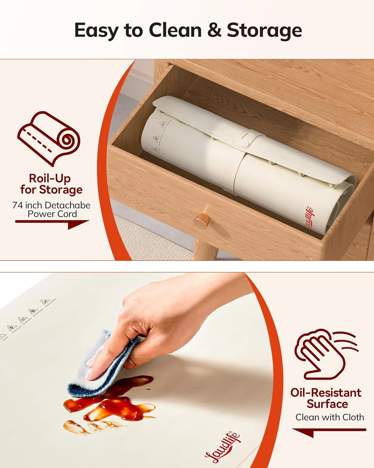 سینی گرم کننده برقی LAUDLIFE با دمای قابل تنظیم، گرم کننده غذای تاشو برای مهمانی ها با 3 حالت و گرمایش سریع، صفحه گرم برای بوفه، مجالس خانوادگی، شبات، تعطیلات، روی میز سینی گرم کننده برقی LAUDLIFE با دمای قابل تنظیم، گرم کننده غذای تاشو برای مهمانی ها با 3 حالت و گرمایش سریع، صفحه گرم برای بوفه، مجالس خانوادگی، شبات، تعطیلات، روی میز