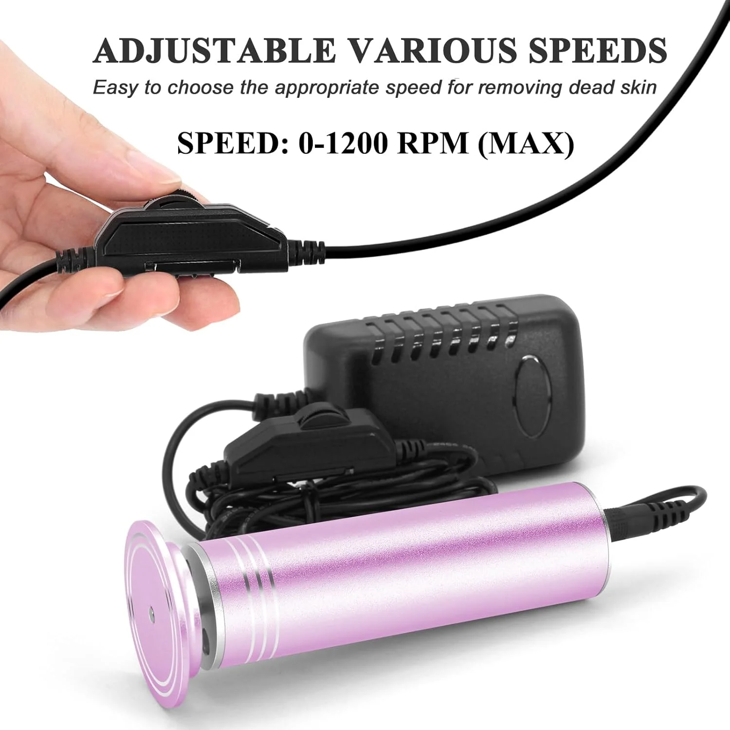 سوهان برقی پدیکور پا I·B·N G (با قابلیت تنظیم سرعت) به همراه 60 عدد دیسک سمباده، سوهان برقی حرفه ای پدیکور و سنگ پا برای از بین بردن پوست های مرده پاشنه پا، به همراه برس تمیز کننده (FCR-02 صورتی)