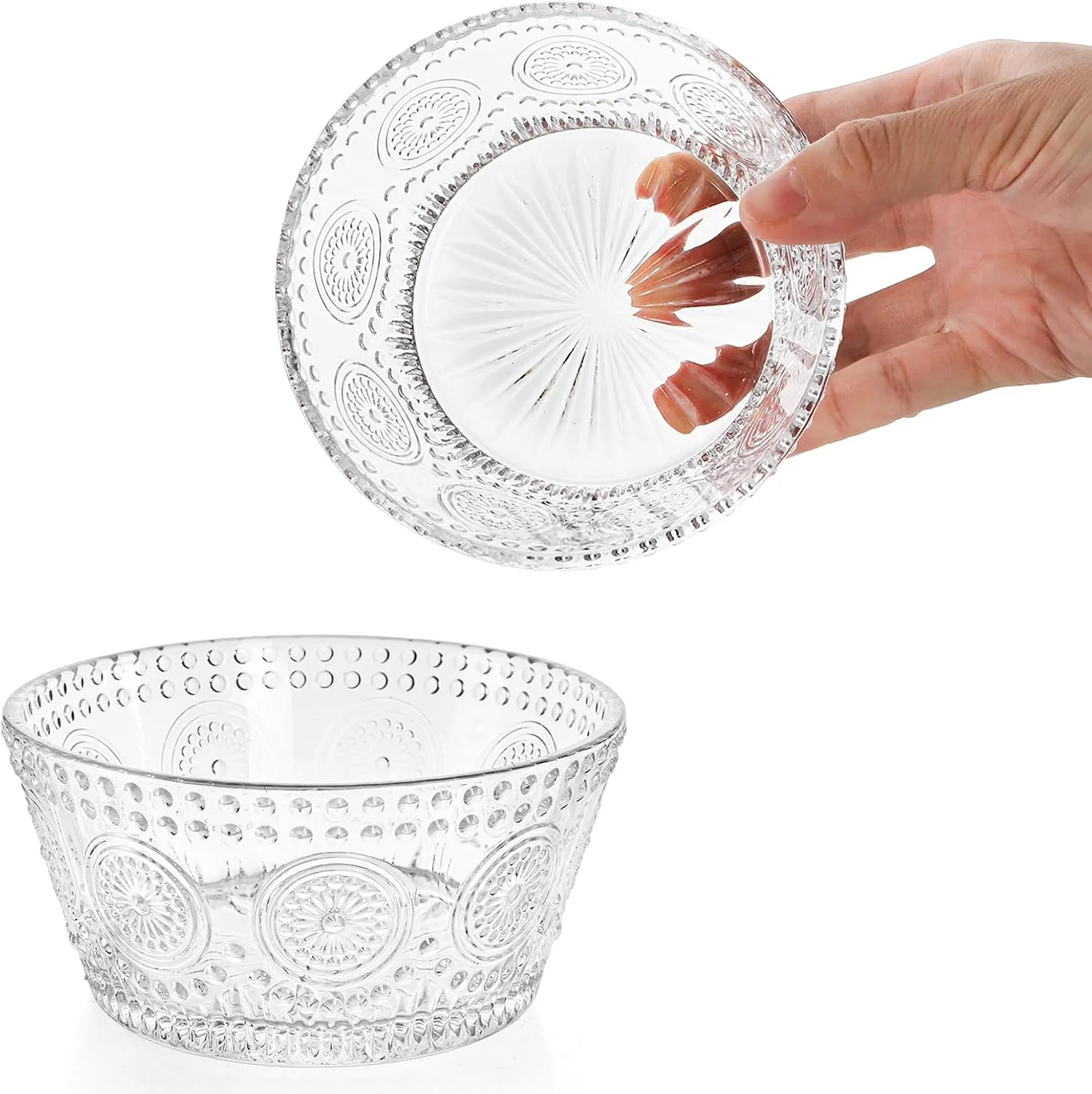 ست 6 عددی کاسه شیشه ای کوچک Nagpew، کاسه های دسر برجسته 350 میلی لیتری برای بستنی، کاسه های سرو تنقلات قابل چیدن، ظروف جانبی برای غوطه ور کردن، ماست، غلات، آب نبات ست 6 عددی کاسه شیشه ای کوچک Nagpew، کاسه های دسر برجسته 350 میلی لیتری برای بستنی، کاسه های سرو تنقلات قابل چیدن، ظروف جانبی برای غوطه ور کردن، ماست، غلات، آب نبات