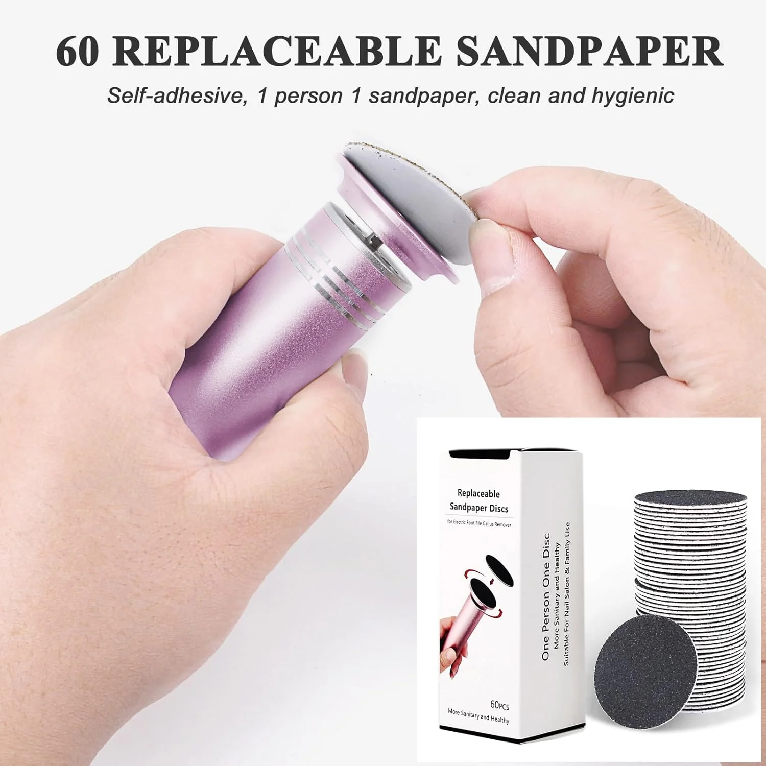 سوهان برقی پدیکور پا I·B·N G (با قابلیت تنظیم سرعت) به همراه 60 عدد دیسک سمباده، سوهان برقی حرفه ای پدیکور و سنگ پا برای از بین بردن پوست های مرده پاشنه پا، به همراه برس تمیز کننده (FCR-02 صورتی)