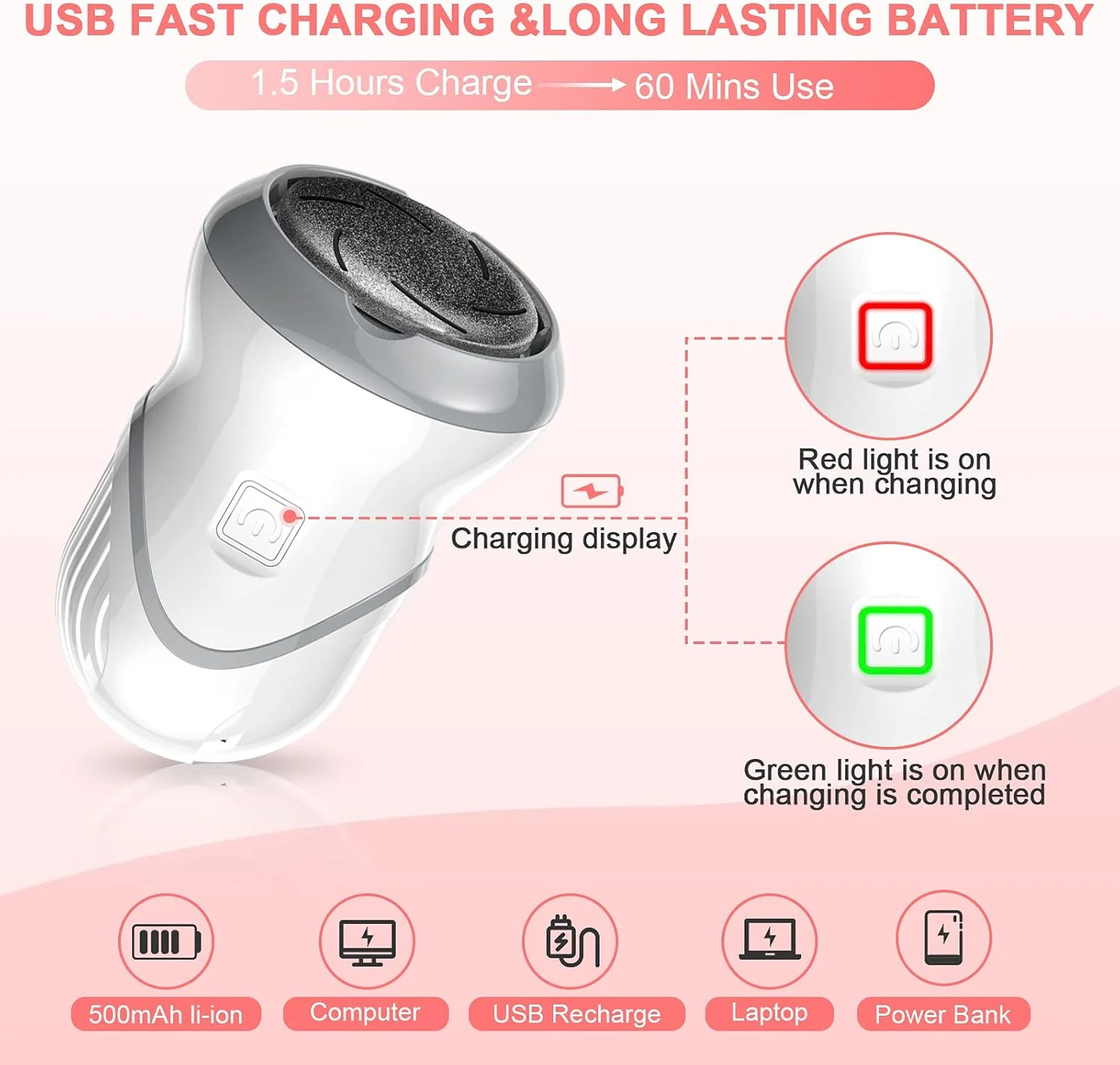 سوهان برقی حرفه ای پدیکور پا HQISTAR، ابزار قابل حمل و شارژی پدیکور پا با مکش و جذب، دارای 2 سرعت و 3 سری سمباده، ایده آل برای از بین بردن پوست مرده و لایه برداری قوی سوهان برقی حرفه ای پدیکور پا HQISTAR، ابزار قابل حمل و شارژی پدیکور پا با مکش و جذب، دارای 2 سرعت و 3 سری سمباده، ایده آل برای از بین بردن پوست مرده و لایه برداری قوی