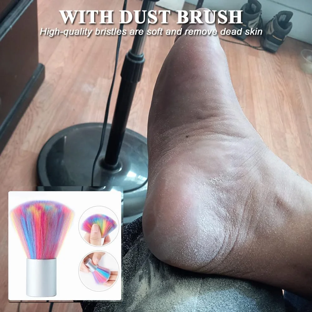 سوهان برقی پدیکور پا I·B·N G (با قابلیت تنظیم سرعت) به همراه 60 عدد دیسک سمباده، سوهان برقی حرفه ای پدیکور و سنگ پا برای از بین بردن پوست های مرده پاشنه پا، به همراه برس تمیز کننده (FCR-02 صورتی)