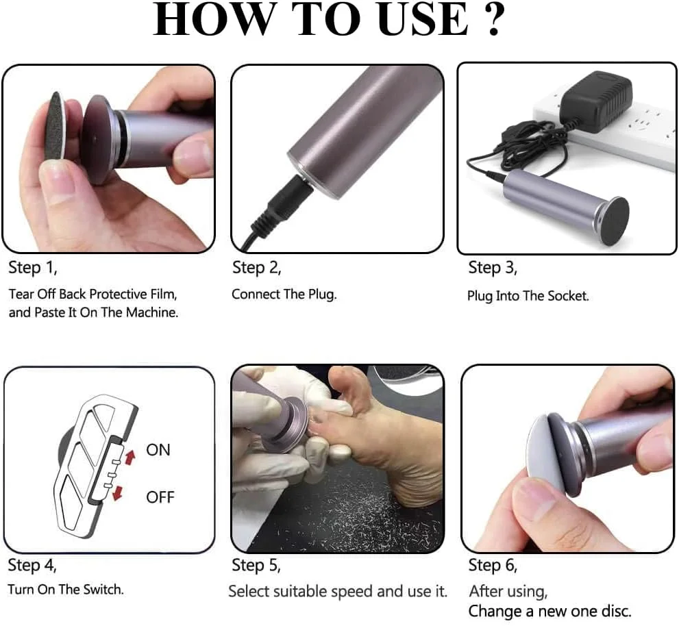 سوهان برقی پینه پا I·B·N G، سرعت قابل تنظیم، سوهان برقی قدرتمند، اسکرابر و سنگ پای برقی از بین برنده پوست مرده پا به همراه 60 عدد دیسک سمباده ای، خاکستری 01 سوهان برقی پینه پا I·B·N G، سرعت قابل تنظیم، سوهان برقی قدرتمند، اسکرابر و سنگ پای برقی از بین برنده پوست مرده پا به همراه 60 عدد دیسک سمباده ای، خاکستری 01