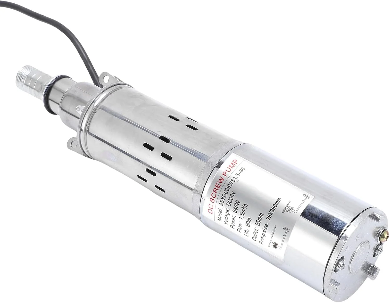 پمپ آب عمیق خورشیدی Banapoy، پمپ شناور استیل ضد زنگ 340 وات 6.6GPM با ارتفاع 196 فوت، پمپ آبیاری کشاورزی خورشیدی برای مصارف خانگی، مزرعه و صنعتی