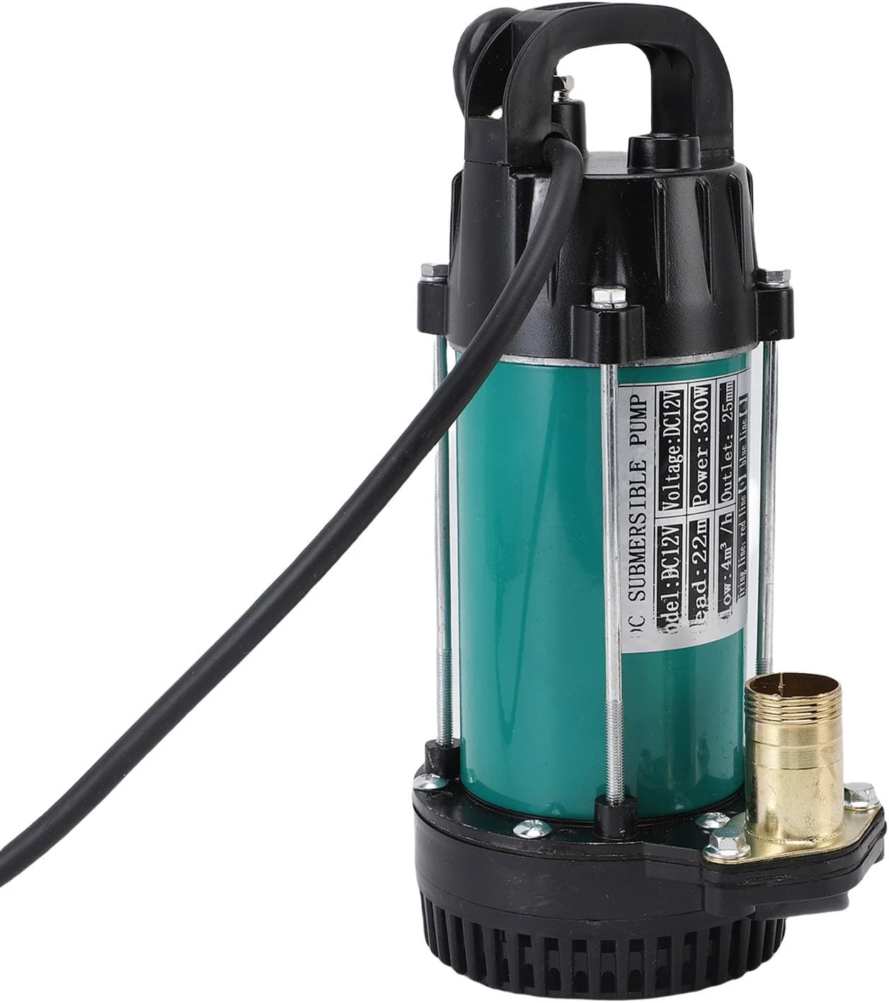 پمپ شناور 300 واتی Banapoy، پمپ انتقال آب شناور چاه عمیق قابل حمل برقی با کابل 7 متری، 68 لیتر در دقیقه، اتصال 1 اینچی، برای حوض باغ، استخر، وان آب گرم، Ba (DC12V)