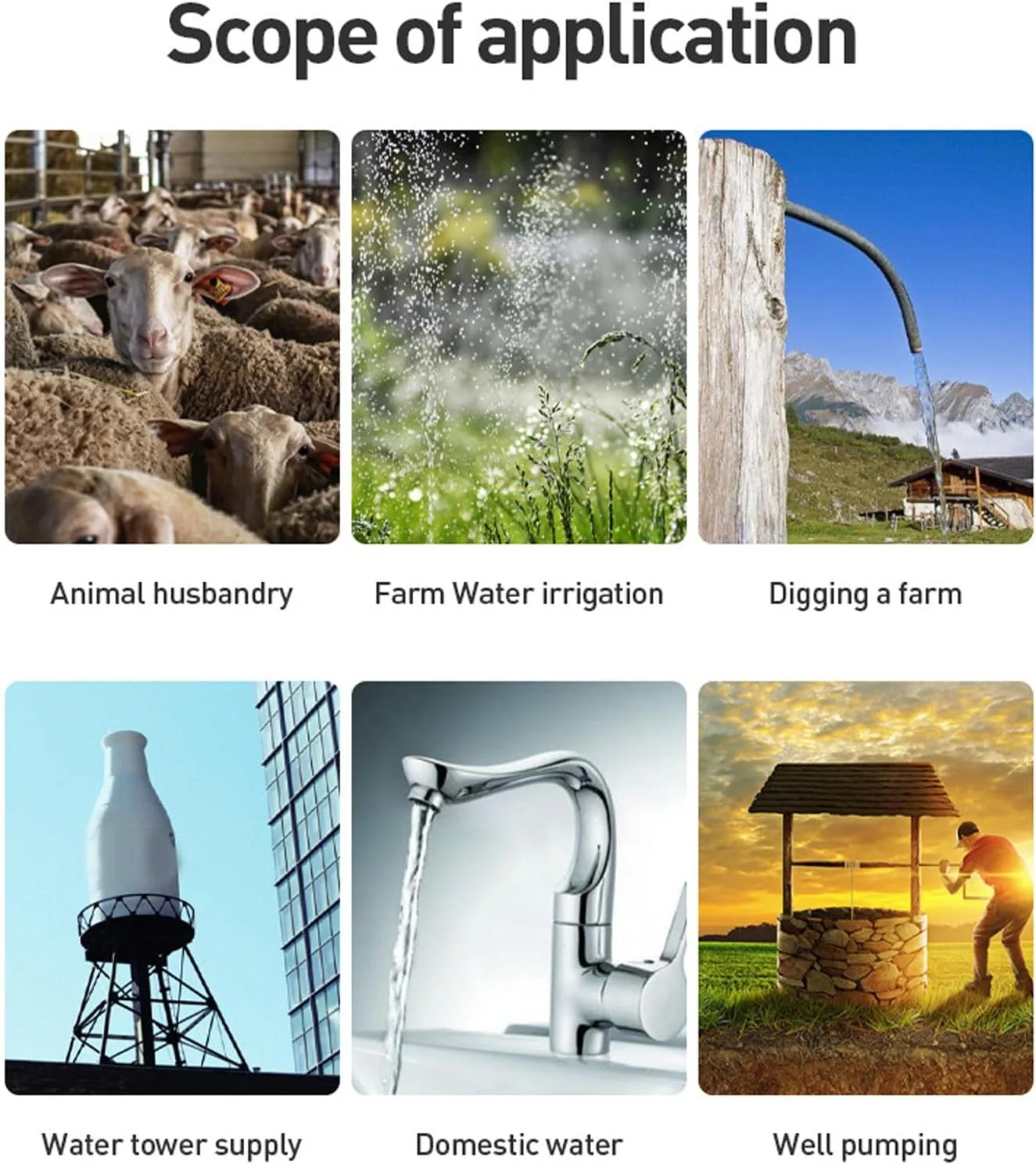 پمپ شناور چاه عمیق Banapoy، پمپ آبپاش پیچی استیل 260 واتی برای آبیاری مزرعه و دامداری، ارتفاع 1.2 متر مکعب در ساعت، ارتفاع 40 متر، سیم برق 10 متری، کار با پنل خورشیدی