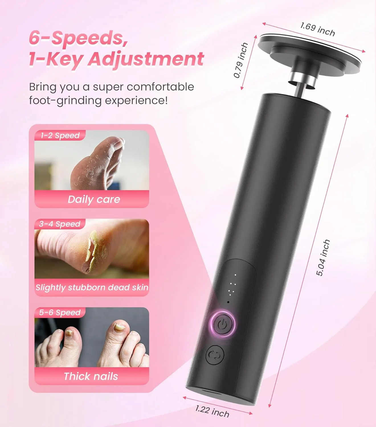 دستگاه از بین برنده پینه پا و پولیش ناخن برقی 2 در 1 JOMLEY، 6 سرعته، سوهان برقی پا با دیسک سمباده، دستگاه برقی قابل شارژ حرفه ای از بین برنده پینه برای از بین بردن پوست مرده پا - مشکی دستگاه از بین برنده پینه پا و پولیش ناخن برقی 2 در 1 JOMLEY، 6 سرعته، سوهان برقی پا با دیسک سمباده، دستگاه برقی قابل شارژ حرفه ای از بین برنده پینه برای از بین بردن پوست مرده پا - مشکی