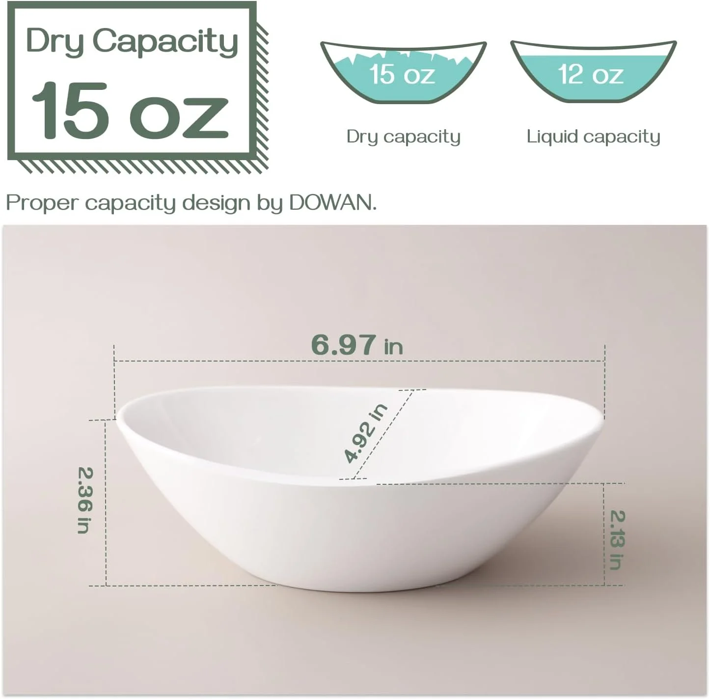 DOWAN کاسه های سفید غلات، مجموعه 6 عددی کاسه های سرامیکی دسر 16 اونسی، کاسه های بیضی بستنی برای غلات، میان وعده، دسر، پاستا و غذای جانبی، قابل استفاده در مایکروویو و ماشین ظرفشویی، اندازه مناسب برای مهمانی های چای باغ DOWAN کاسه های سفید غلات، مجموعه 6 عددی کاسه های سرامیکی دسر 16 اونسی، کاسه های بیضی بستنی برای غلات، میان وعده، دسر، پاستا و غذای جانبی، قابل استفاده در مایکروویو و ماشین ظرفشویی، اندازه مناسب برای مهمانی های چای باغ