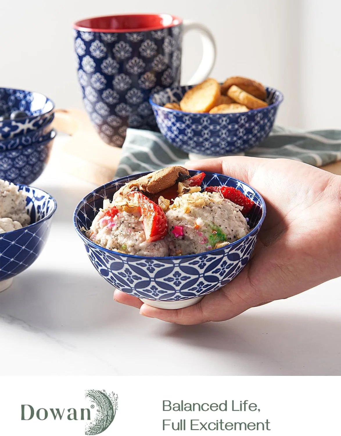 DOWAN کاسه کوچک، کاسه دسر سرامیکی 300 میلی لیتری، ست کاسه بستنی آبی و سفید، کاسه های تنقلات قدیمی به سبک چینی، فنجان های آبگوشت برای غوطه ور کردن، مخلفات، سس، مجموعه 6 عددی، D00735E00 DOWAN کاسه کوچک، کاسه دسر سرامیکی 300 میلی لیتری، ست کاسه بستنی آبی و سفید، کاسه های تنقلات قدیمی به سبک چینی، فنجان های آبگوشت برای غوطه ور کردن، مخلفات، سس، مجموعه 6 عددی، D00735E00