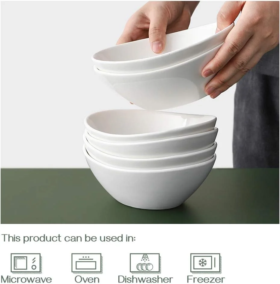 DOWAN کاسه های سفید غلات، مجموعه 6 عددی کاسه های سرامیکی دسر 16 اونسی، کاسه های بیضی بستنی برای غلات، میان وعده، دسر، پاستا و غذای جانبی، قابل استفاده در مایکروویو و ماشین ظرفشویی، اندازه مناسب برای مهمانی های چای باغ DOWAN کاسه های سفید غلات، مجموعه 6 عددی کاسه های سرامیکی دسر 16 اونسی، کاسه های بیضی بستنی برای غلات، میان وعده، دسر، پاستا و غذای جانبی، قابل استفاده در مایکروویو و ماشین ظرفشویی، اندازه مناسب برای مهمانی های چای باغ