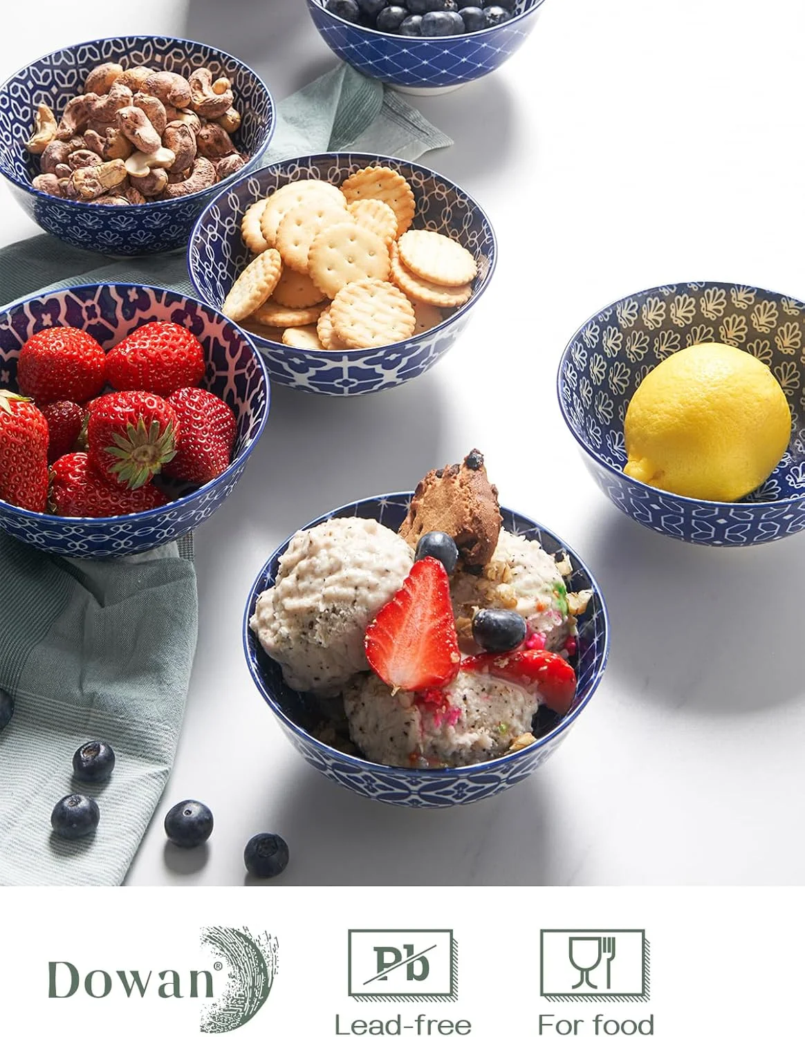 DOWAN کاسه کوچک، کاسه دسر سرامیکی 300 میلی لیتری، ست کاسه بستنی آبی و سفید، کاسه های تنقلات قدیمی به سبک چینی، فنجان های آبگوشت برای غوطه ور کردن، مخلفات، سس، مجموعه 6 عددی، D00735E00 DOWAN کاسه کوچک، کاسه دسر سرامیکی 300 میلی لیتری، ست کاسه بستنی آبی و سفید، کاسه های تنقلات قدیمی به سبک چینی، فنجان های آبگوشت برای غوطه ور کردن، مخلفات، سس، مجموعه 6 عددی، D00735E00