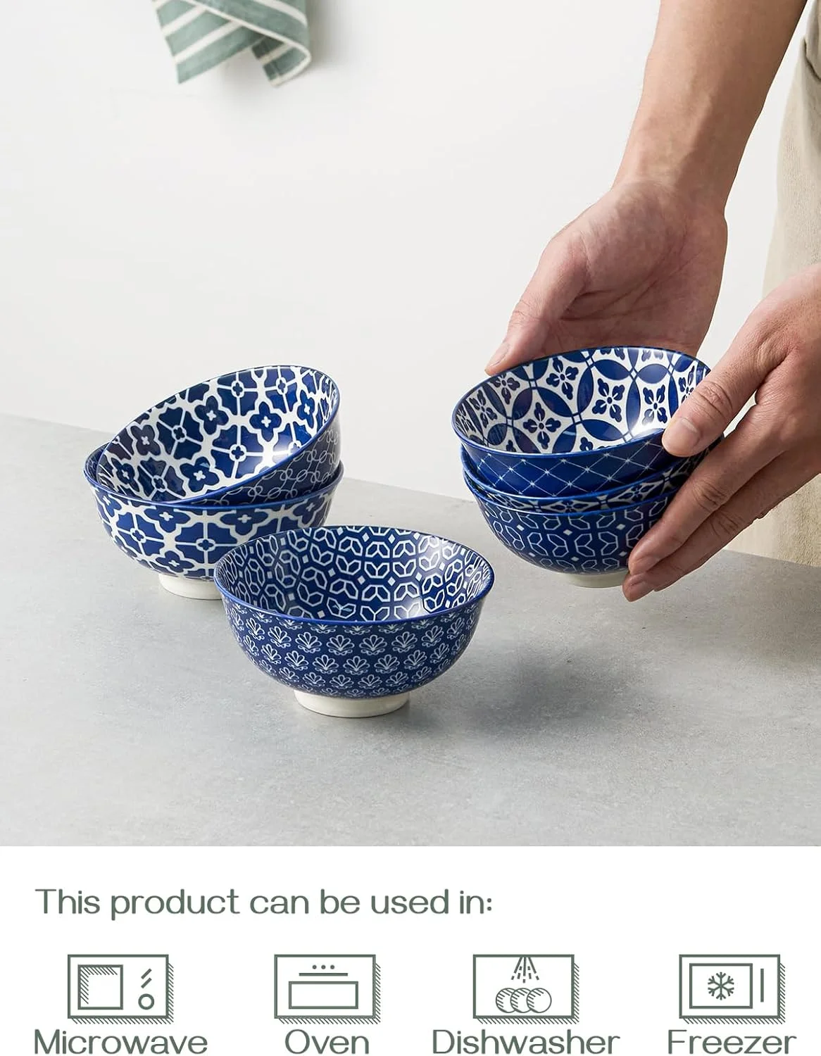 DOWAN کاسه کوچک، کاسه دسر سرامیکی 300 میلی لیتری، ست کاسه بستنی آبی و سفید، کاسه های تنقلات قدیمی به سبک چینی، فنجان های آبگوشت برای غوطه ور کردن، مخلفات، سس، مجموعه 6 عددی، D00735E00 DOWAN کاسه کوچک، کاسه دسر سرامیکی 300 میلی لیتری، ست کاسه بستنی آبی و سفید، کاسه های تنقلات قدیمی به سبک چینی، فنجان های آبگوشت برای غوطه ور کردن، مخلفات، سس، مجموعه 6 عددی، D00735E00