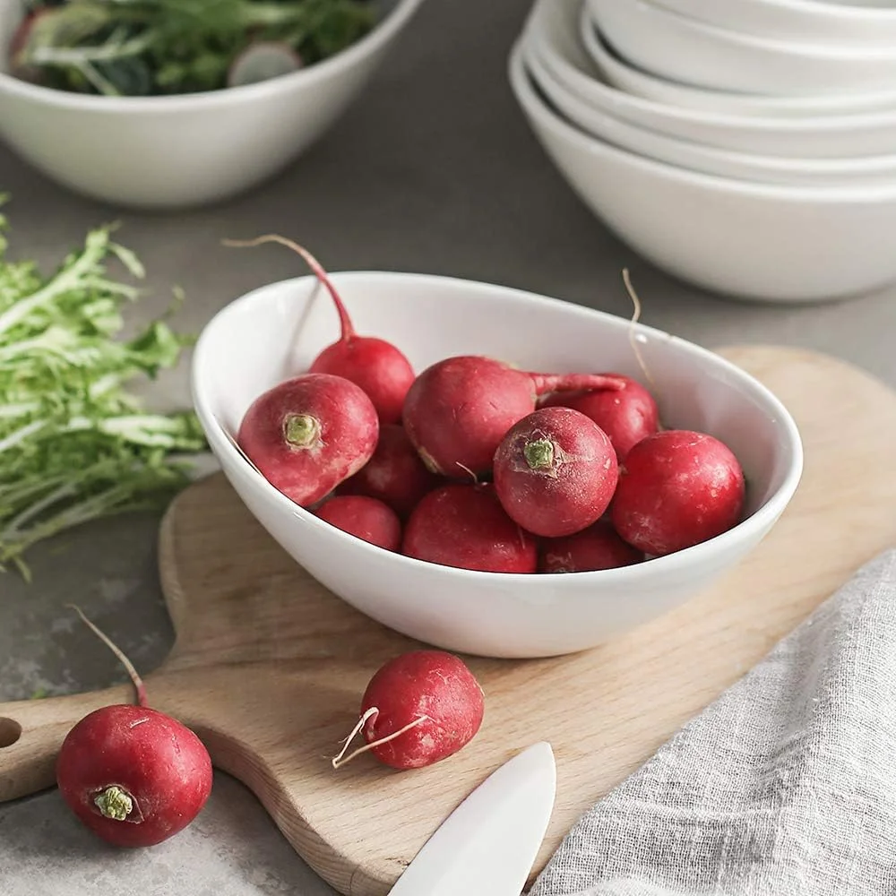 DOWAN کاسه های سفید غلات، مجموعه 6 عددی کاسه های سرامیکی دسر 16 اونسی، کاسه های بیضی بستنی برای غلات، میان وعده، دسر، پاستا و غذای جانبی، قابل استفاده در مایکروویو و ماشین ظرفشویی، اندازه مناسب برای مهمانی های چای باغ DOWAN کاسه های سفید غلات، مجموعه 6 عددی کاسه های سرامیکی دسر 16 اونسی، کاسه های بیضی بستنی برای غلات، میان وعده، دسر، پاستا و غذای جانبی، قابل استفاده در مایکروویو و ماشین ظرفشویی، اندازه مناسب برای مهمانی های چای باغ