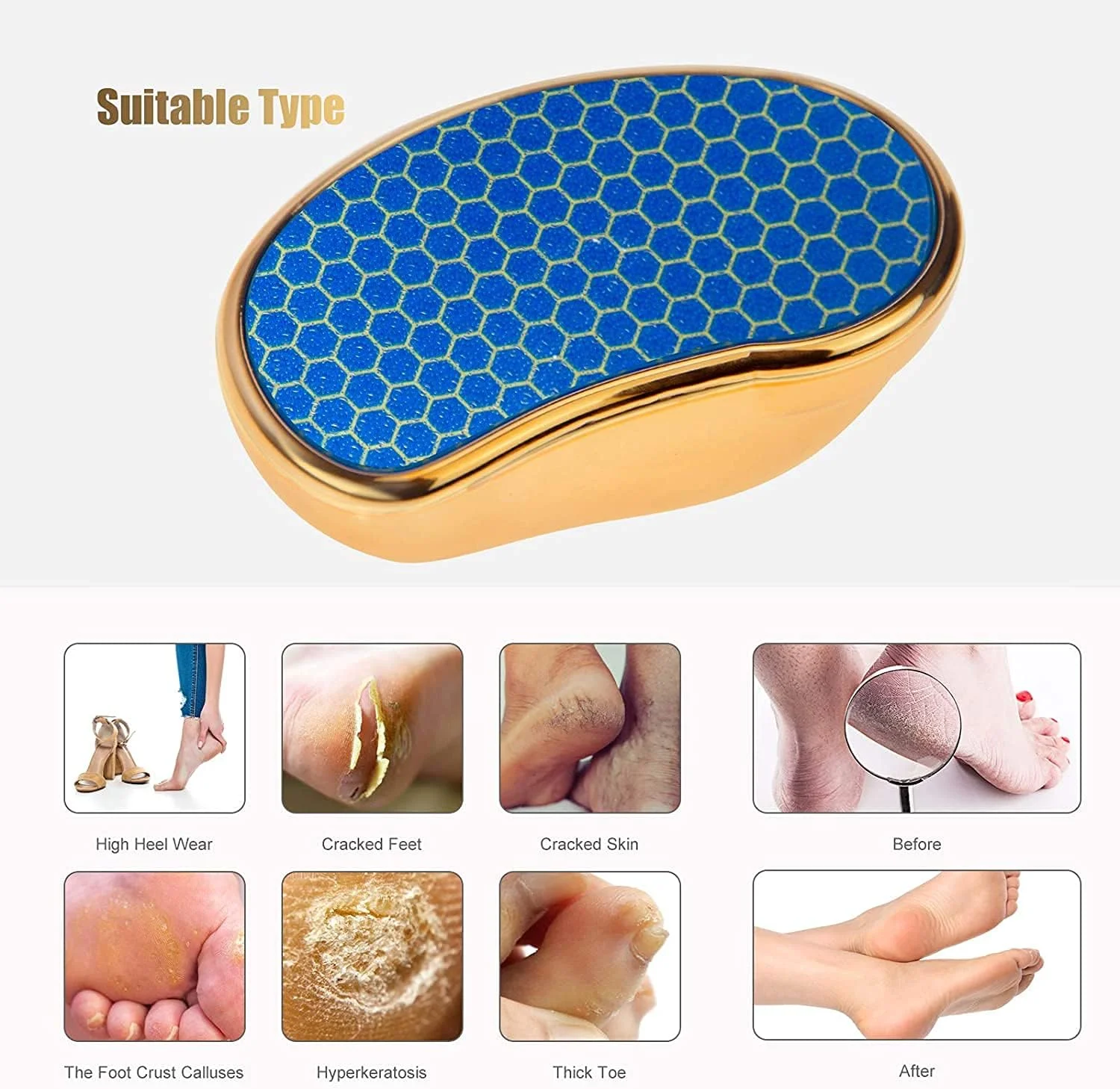 سوهان پدیکور شیشه ای KASTWAVE، سنگ پای کریستالی نانو نوآورانه برای استفاده در سفر، اسکرابر قابل حمل پا برای پاشنه ترک خورده (لانه زنبوری) سوهان پدیکور شیشه ای KASTWAVE، سنگ پای کریستالی نانو نوآورانه برای استفاده در سفر، اسکرابر قابل حمل پا برای پاشنه ترک خورده (لانه زنبوری)