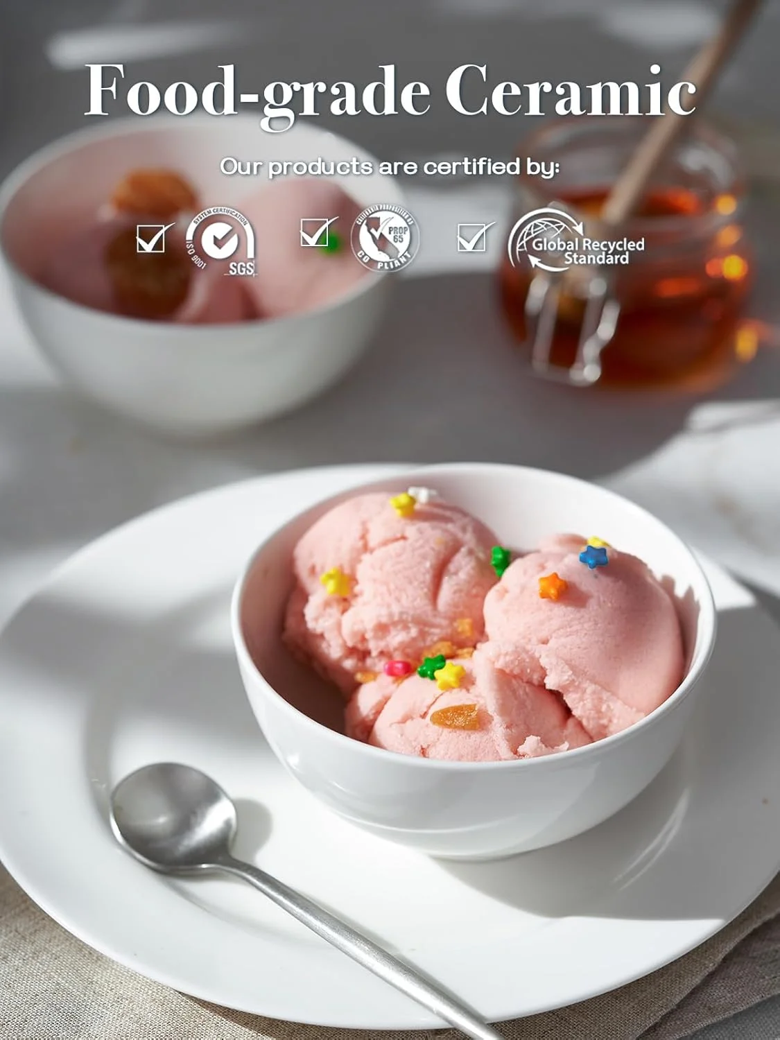 DOWAN کاسه های دسر کوچک 10 اونسی - ست 4 تایی کاسه های سرامیکی 4.5 اینچی برای مخلفات - کاسه های سفید برای بستنی، میوه، برنج، بلغور جو دوسر - قابل شستشو در ماشین ظرفشویی و استفاده در مایکروویو DOWAN کاسه های دسر کوچک 10 اونسی - ست 4 تایی کاسه های سرامیکی 4.5 اینچی برای مخلفات - کاسه های سفید برای بستنی، میوه، برنج، بلغور جو دوسر - قابل شستشو در ماشین ظرفشویی و استفاده در مایکروویو