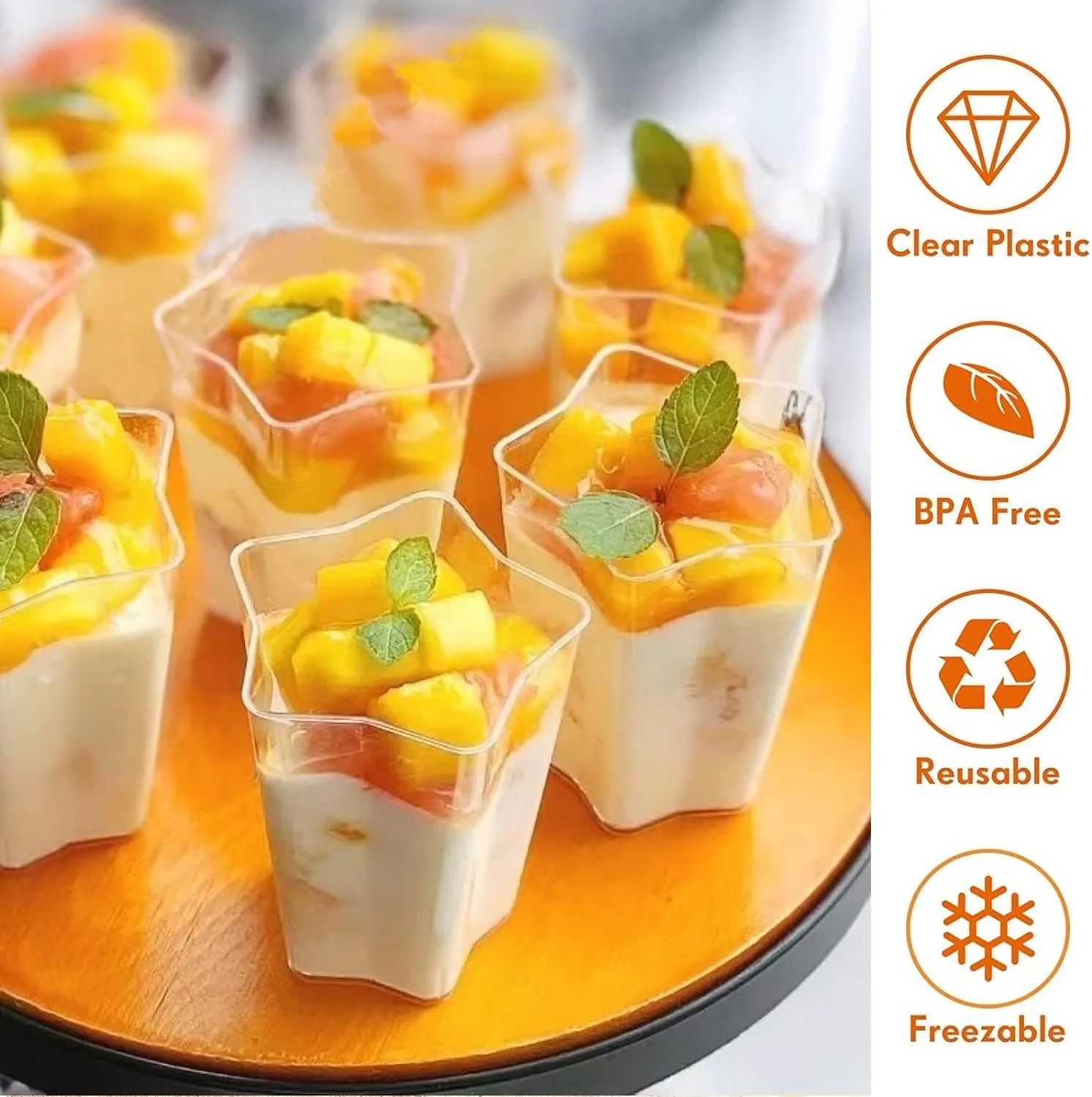 ظروف دسر مینیاتوری NALACAL، 50 عدد، ظروف دسر پلاستیکی 70 میلی لیتری به شکل پنج ضلعی، ظرف پیش غذا شفاف، کاسه سرو قابل استفاده مجدد برای دسر، پودینگ، موس، مهمانی ظروف دسر مینیاتوری NALACAL، 50 عدد، ظروف دسر پلاستیکی 70 میلی لیتری به شکل پنج ضلعی، ظرف پیش غذا شفاف، کاسه سرو قابل استفاده مجدد برای دسر، پودینگ، موس، مهمانی