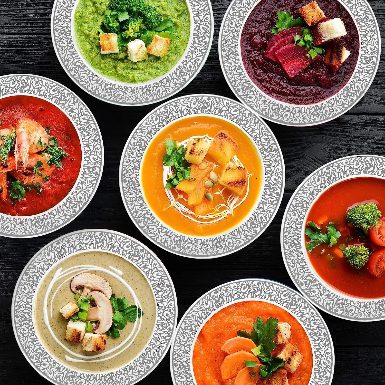 ظروف دسر پلاستیکی ممتاز NALACAL، ظروف پلاستیکی چند منظوره با حاشیه توری نقره ای، مناسب برای پیک نیک، غذای مهمانی، باربیکیو، مهمانی باغ (18 سانتی متر - 20 عدد) ظروف دسر پلاستیکی ممتاز NALACAL، ظروف پلاستیکی چند منظوره با حاشیه توری نقره ای، مناسب برای پیک نیک، غذای مهمانی، باربیکیو، مهمانی باغ (18 سانتی متر - 20 عدد)