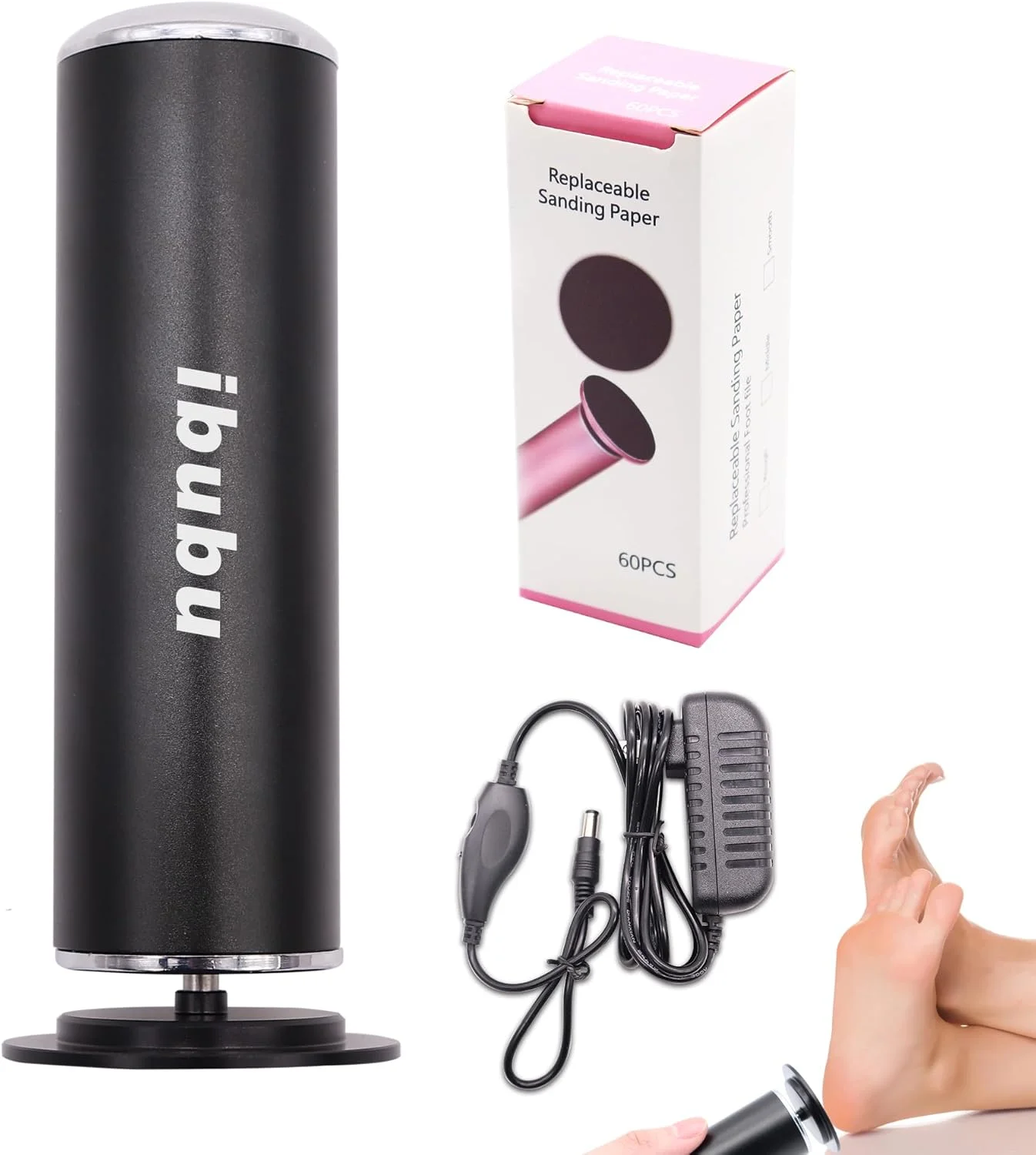 دستگاه سنگ پای برقی ایبوبو، سوهان پا حرفه ای و قدرتمند، دستگاه پدیکور با 60 عدد دیسک سمباده ای تعویضی، اسکرابر پاشنه پا برای پوست های مرده، خشک و ترک خورده، سرعت قابل تنظیم - مشکی دستگاه سنگ پای برقی ایبوبو، سوهان پا حرفه ای و قدرتمند، دستگاه پدیکور با 60 عدد دیسک سمباده ای تعویضی، اسکرابر پاشنه پا برای پوست های مرده، خشک و ترک خورده، سرعت قابل تنظیم - مشکی