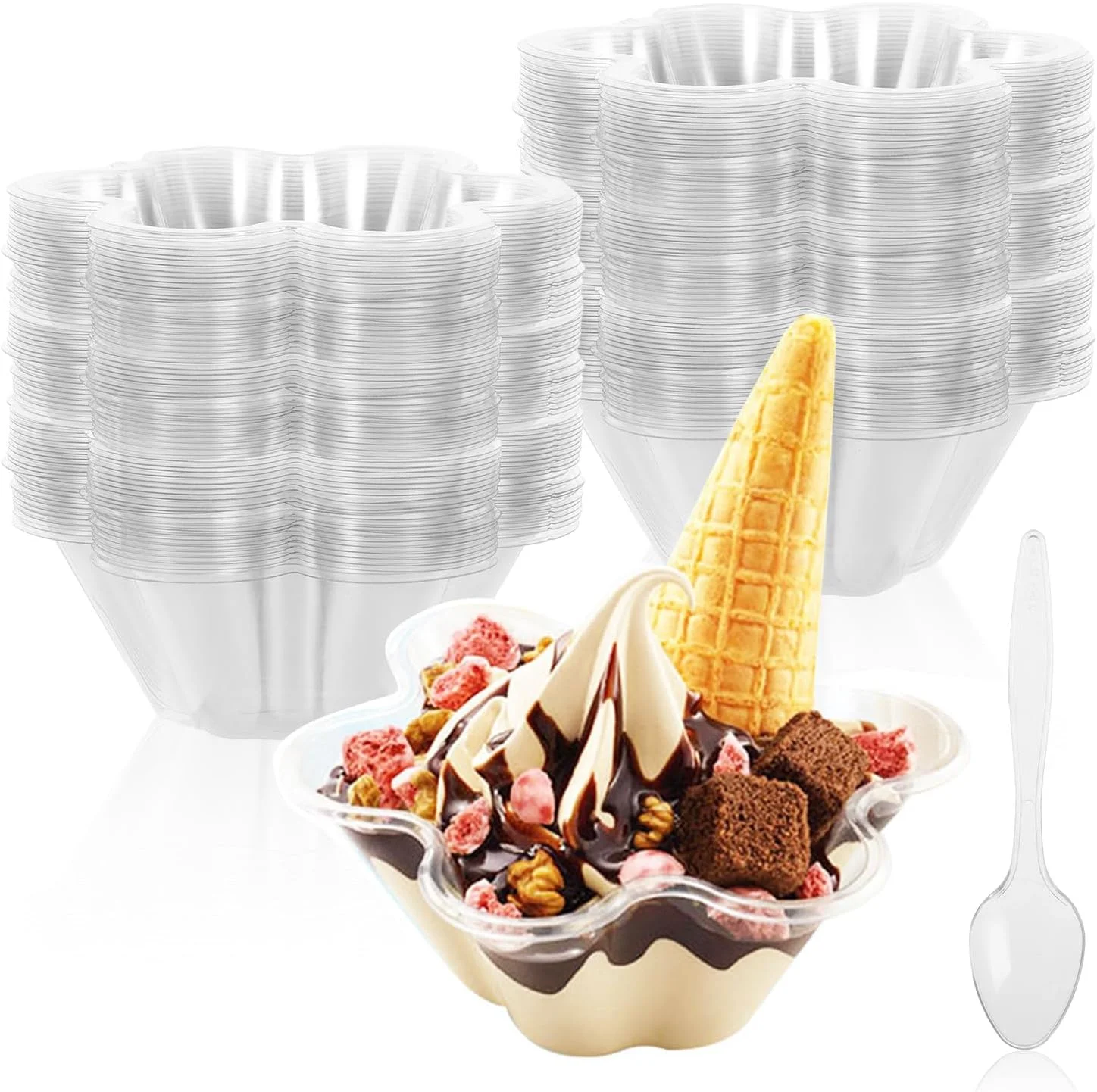 ظروف بستنی MUXHEL، 200 عدد کاسه بستنی همراه با قاشق، ظروف دسر یکبار مصرف شفاف 7 اونسی، کاسه های سرو پلاستیکی کوچک برای تنقلات، بستنی، پودینگ، ماست، میوه ظروف بستنی MUXHEL، 200 عدد کاسه بستنی همراه با قاشق، ظروف دسر یکبار مصرف شفاف 7 اونسی، کاسه های سرو پلاستیکی کوچک برای تنقلات، بستنی، پودینگ، ماست، میوه