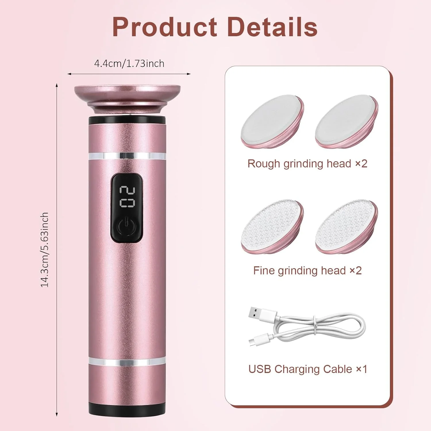 سوهان برقی پینه پا Hengrongshen، 2 در 1، دستگاه برقی از بین برنده پینه پا با 4 سری نانو شیشه ای، از بین برنده پینه، سوهان برقی پینه پا، برقی برای پوست های مرده/سخت/ترک خورده