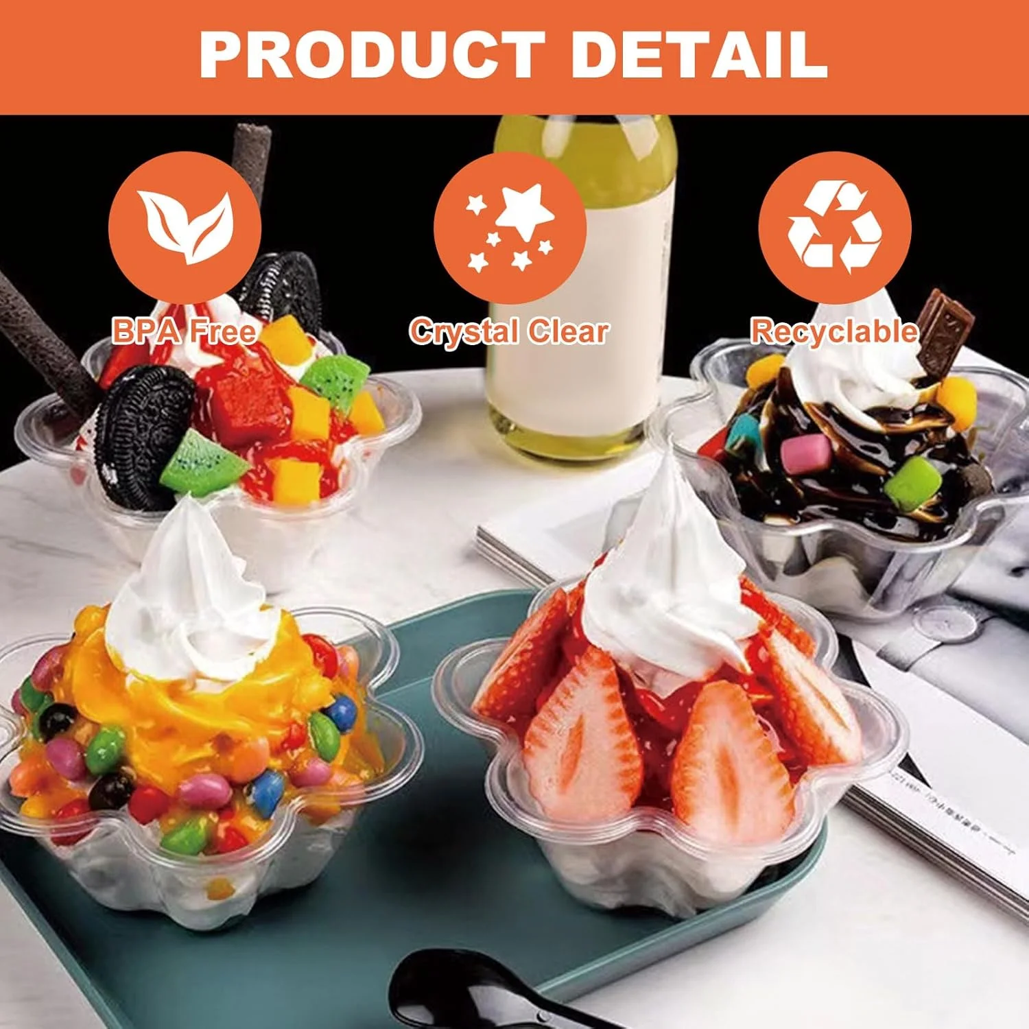 ظروف بستنی MUXHEL، 200 عدد کاسه بستنی همراه با قاشق، ظروف دسر یکبار مصرف شفاف 7 اونسی، کاسه های سرو پلاستیکی کوچک برای تنقلات، بستنی، پودینگ، ماست، میوه ظروف بستنی MUXHEL، 200 عدد کاسه بستنی همراه با قاشق، ظروف دسر یکبار مصرف شفاف 7 اونسی، کاسه های سرو پلاستیکی کوچک برای تنقلات، بستنی، پودینگ، ماست، میوه