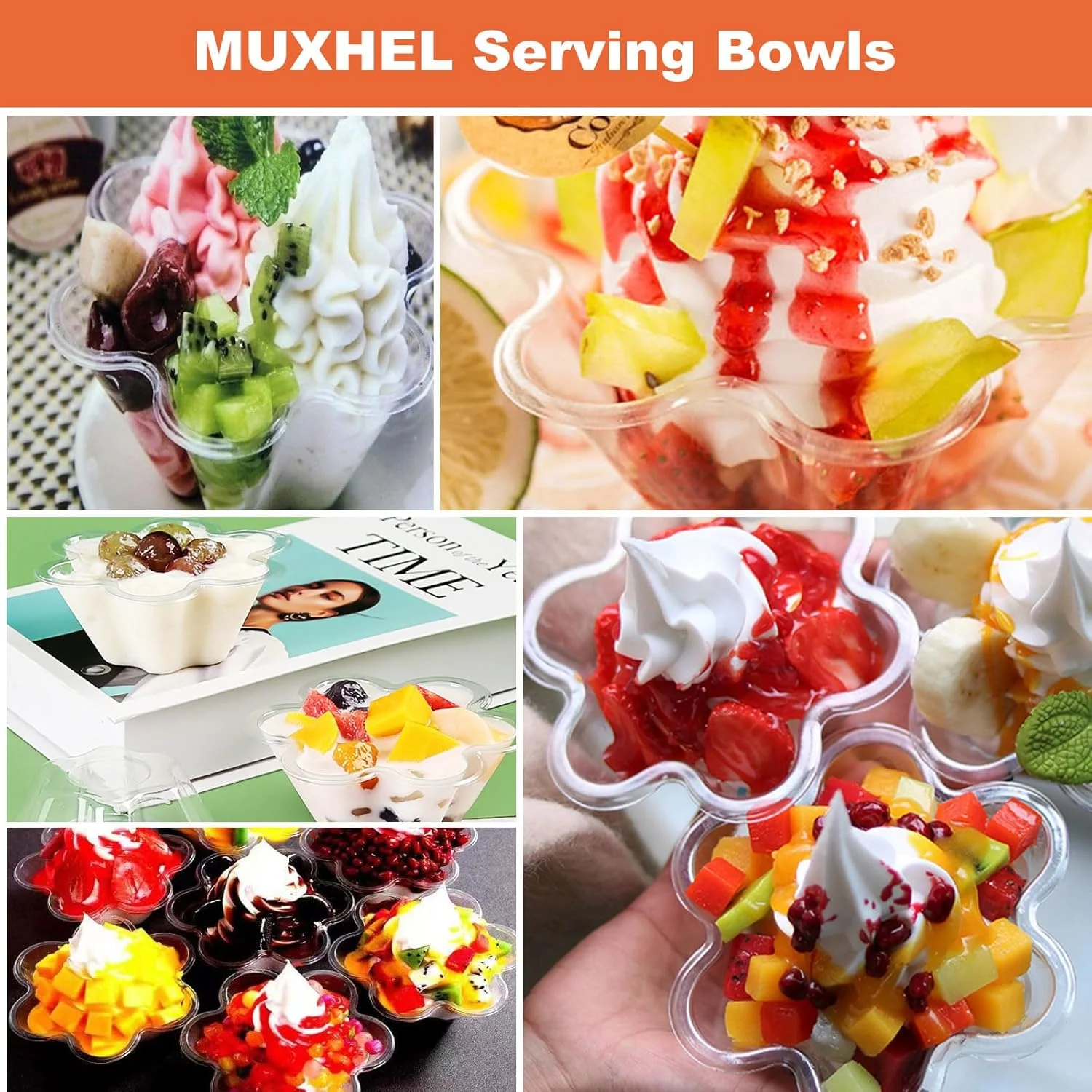 ظروف بستنی MUXHEL، 200 عدد کاسه بستنی همراه با قاشق، ظروف دسر یکبار مصرف شفاف 7 اونسی، کاسه های سرو پلاستیکی کوچک برای تنقلات، بستنی، پودینگ، ماست، میوه ظروف بستنی MUXHEL، 200 عدد کاسه بستنی همراه با قاشق، ظروف دسر یکبار مصرف شفاف 7 اونسی، کاسه های سرو پلاستیکی کوچک برای تنقلات، بستنی، پودینگ، ماست، میوه