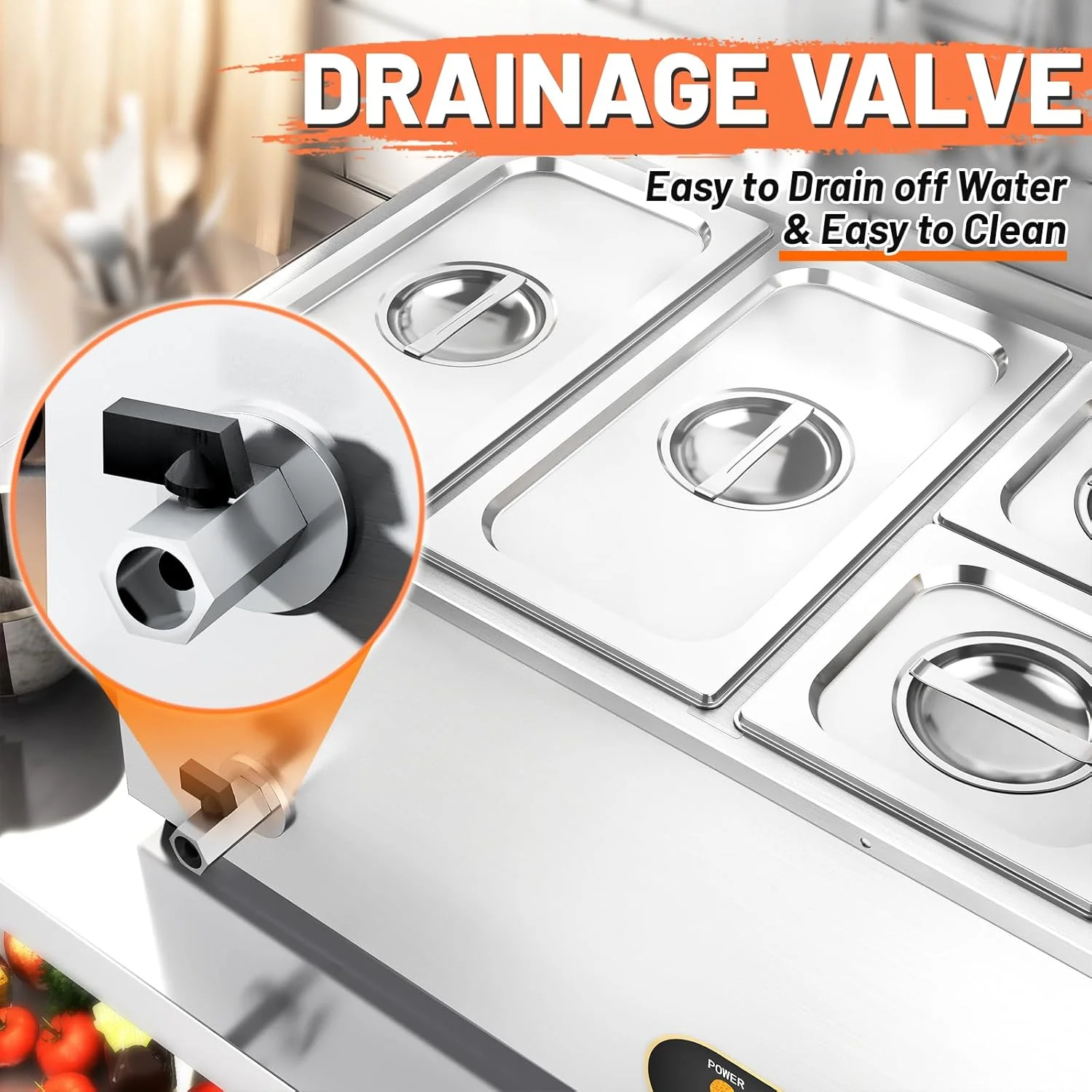 بین ماری برقی استیل موتاکو با تخلیه، 2 عدد ظرف GN 1/3 + 2 عدد ظرف GN 1/6 با درب، گرمکن بوفه، کنترل دمای قابل تنظیم 30 تا 85 درجه سانتیگراد بین ماری برقی استیل موتاکو با تخلیه، 2 عدد ظرف GN 1/3 + 2 عدد ظرف GN 1/6 با درب، گرمکن بوفه، کنترل دمای قابل تنظیم 30 تا 85 درجه سانتیگراد