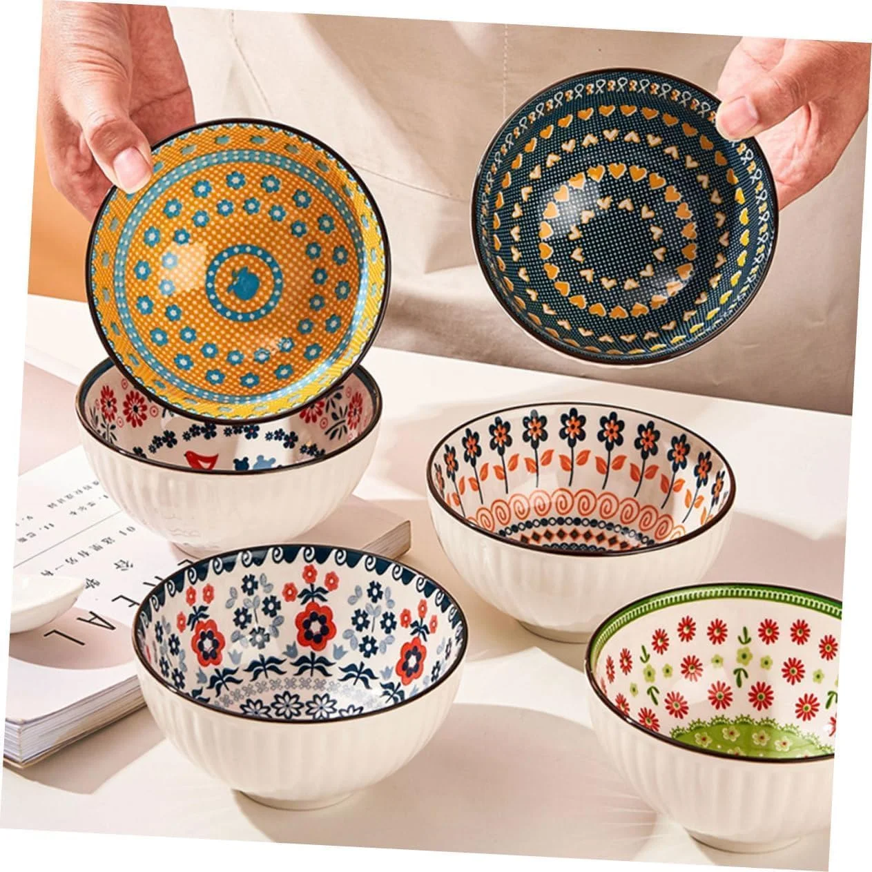 ملاله کاسه های کوچک سرامیکی - کاسه دسر چینی 300 میلی لیتری، ست کاسه های زیبا برای برنج | سوپ | تنقلات | بستنی | مخلفات - ست کاسه های رنگارنگ آشپزخانه 12 سانتی متر (طرح گل های کوچک) ملاله کاسه های کوچک سرامیکی - کاسه دسر چینی 300 میلی لیتری، ست کاسه های زیبا برای برنج | سوپ | تنقلات | بستنی | مخلفات - ست کاسه های رنگارنگ آشپزخانه 12 سانتی متر (طرح گل های کوچک)