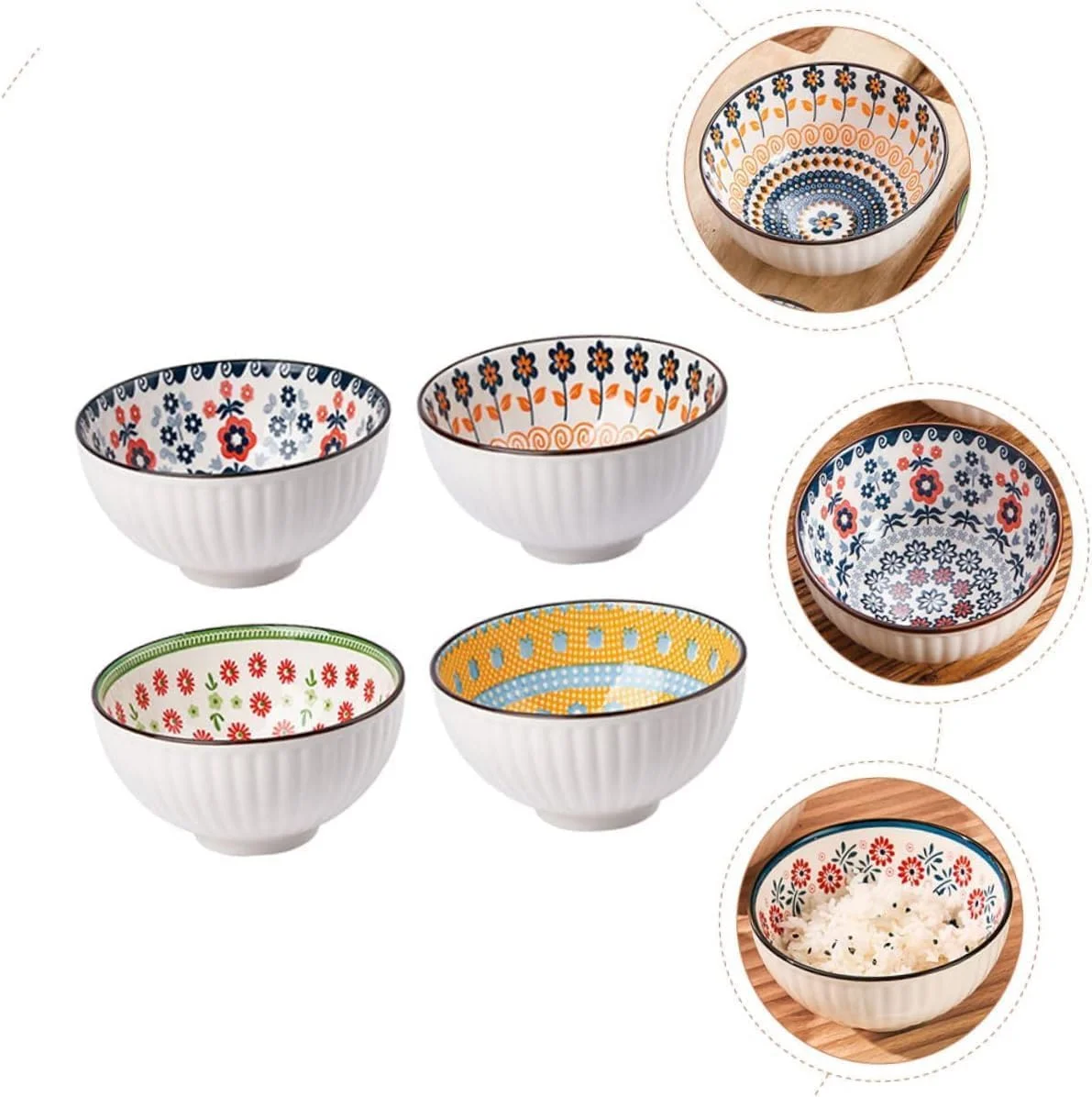 ملاله کاسه های کوچک سرامیکی - کاسه دسر چینی 300 میلی لیتری، ست کاسه های زیبا برای برنج | سوپ | تنقلات | بستنی | مخلفات - ست کاسه های رنگارنگ آشپزخانه 12 سانتی متر (طرح گل های کوچک) ملاله کاسه های کوچک سرامیکی - کاسه دسر چینی 300 میلی لیتری، ست کاسه های زیبا برای برنج | سوپ | تنقلات | بستنی | مخلفات - ست کاسه های رنگارنگ آشپزخانه 12 سانتی متر (طرح گل های کوچک)