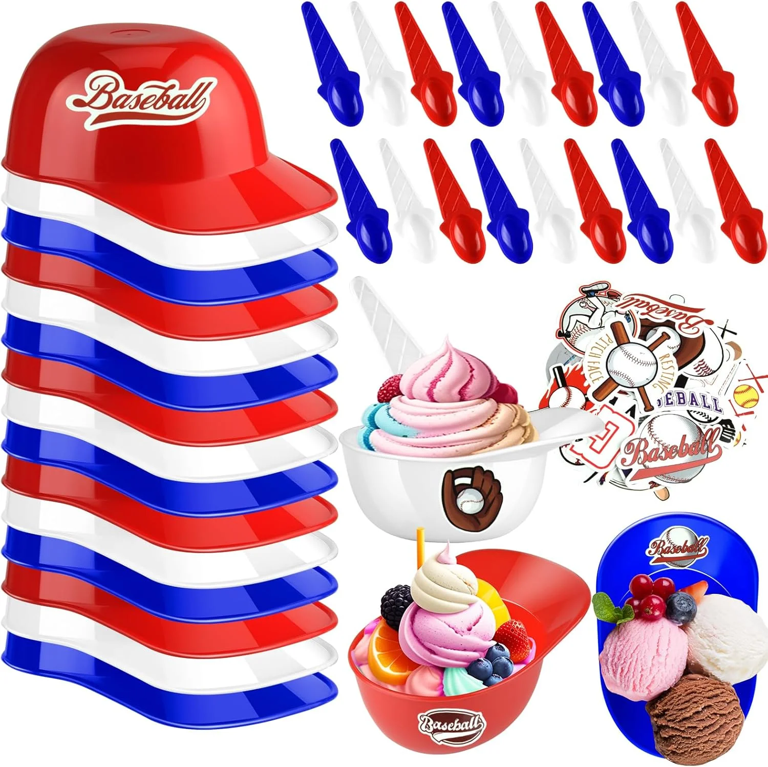 بسته 30 عددی کاسه بستنی کلاه ایمنی بیسبال MEEZY همراه با قاشق، کاسه بستنی کلاه بیسبال، فنجان کلاه بیسبال قابل استفاده مجدد، کاسه دسر تنقلات برای دکوراسیون جشن تولد بیسبال، لوازم مهمانی ورزشی (15 کاسه + 15 قاشق) بسته 30 عددی کاسه بستنی کلاه ایمنی بیسبال MEEZY همراه با قاشق، کاسه بستنی کلاه بیسبال، فنجان کلاه بیسبال قابل استفاده مجدد، کاسه دسر تنقلات برای دکوراسیون جشن تولد بیسبال، لوازم مهمانی ورزشی (15 کاسه + 15 قاشق)
