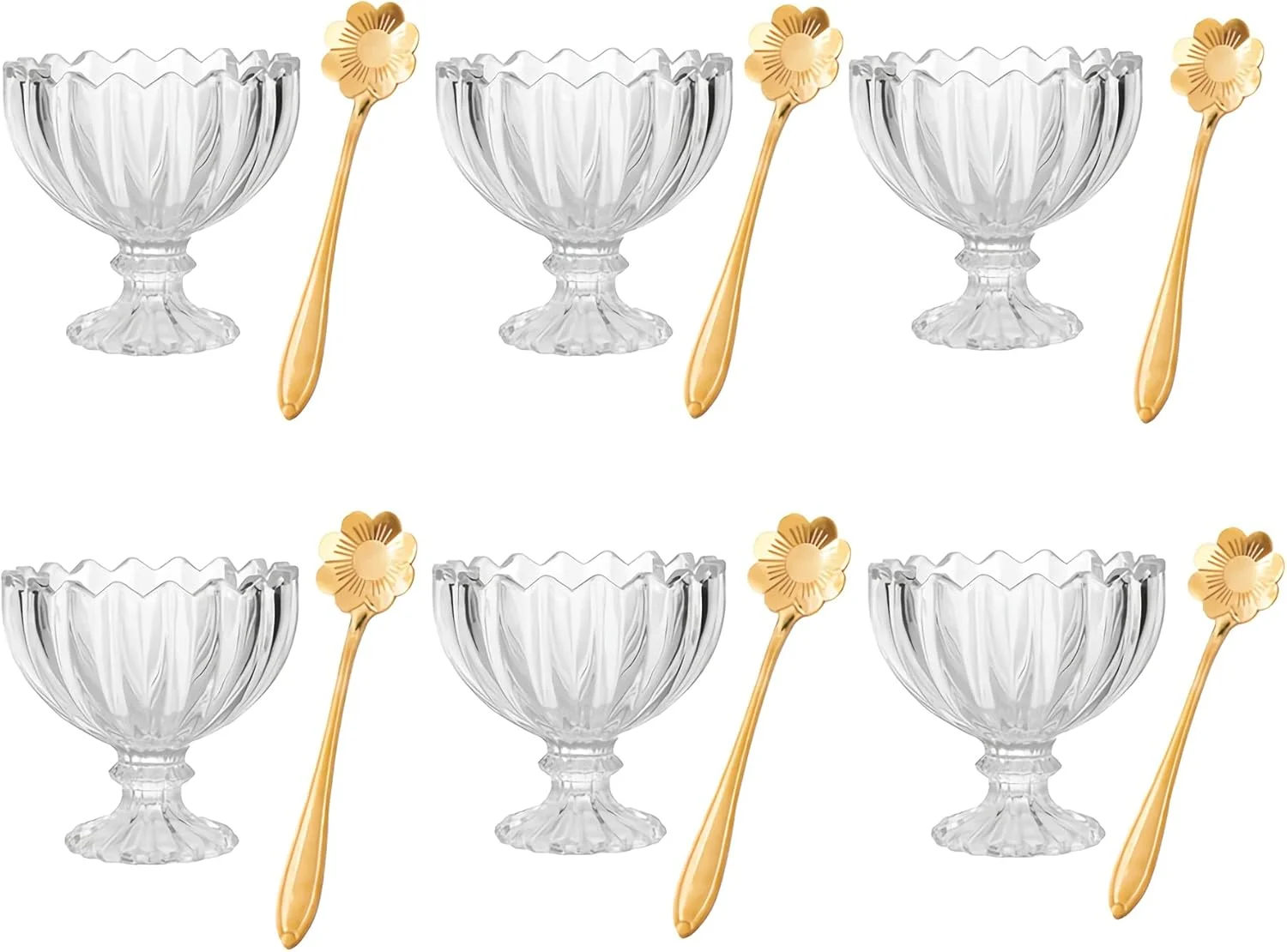 ظروف بستنی شیشه ای MEETOZ، کاسه های دسر، برای دسر، بستنی، میوه، سالاد، میان وعده، کوکتل و غیره (شامل 6 فنجان بستنی شیشه ای و 6 قاشق فلزی) ظروف بستنی شیشه ای MEETOZ، کاسه های دسر، برای دسر، بستنی، میوه، سالاد، میان وعده، کوکتل و غیره (شامل 6 فنجان بستنی شیشه ای و 6 قاشق فلزی)