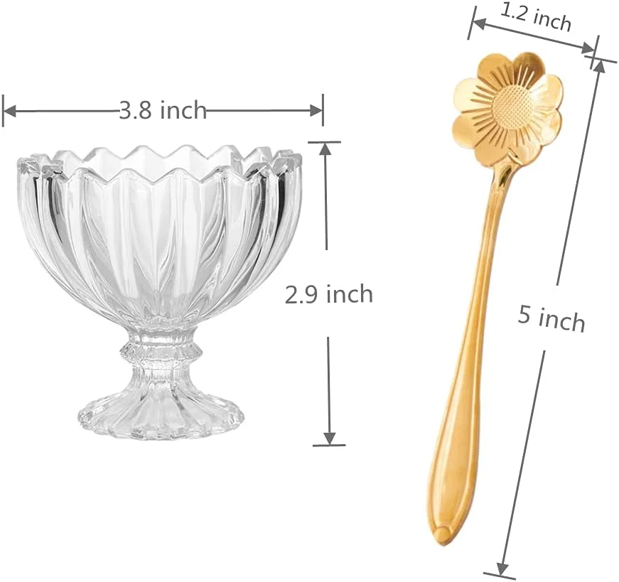 ظروف بستنی شیشه ای MEETOZ، کاسه های دسر، برای دسر، بستنی، میوه، سالاد، میان وعده، کوکتل و غیره (شامل 6 فنجان بستنی شیشه ای و 6 قاشق فلزی) ظروف بستنی شیشه ای MEETOZ، کاسه های دسر، برای دسر، بستنی، میوه، سالاد، میان وعده، کوکتل و غیره (شامل 6 فنجان بستنی شیشه ای و 6 قاشق فلزی)