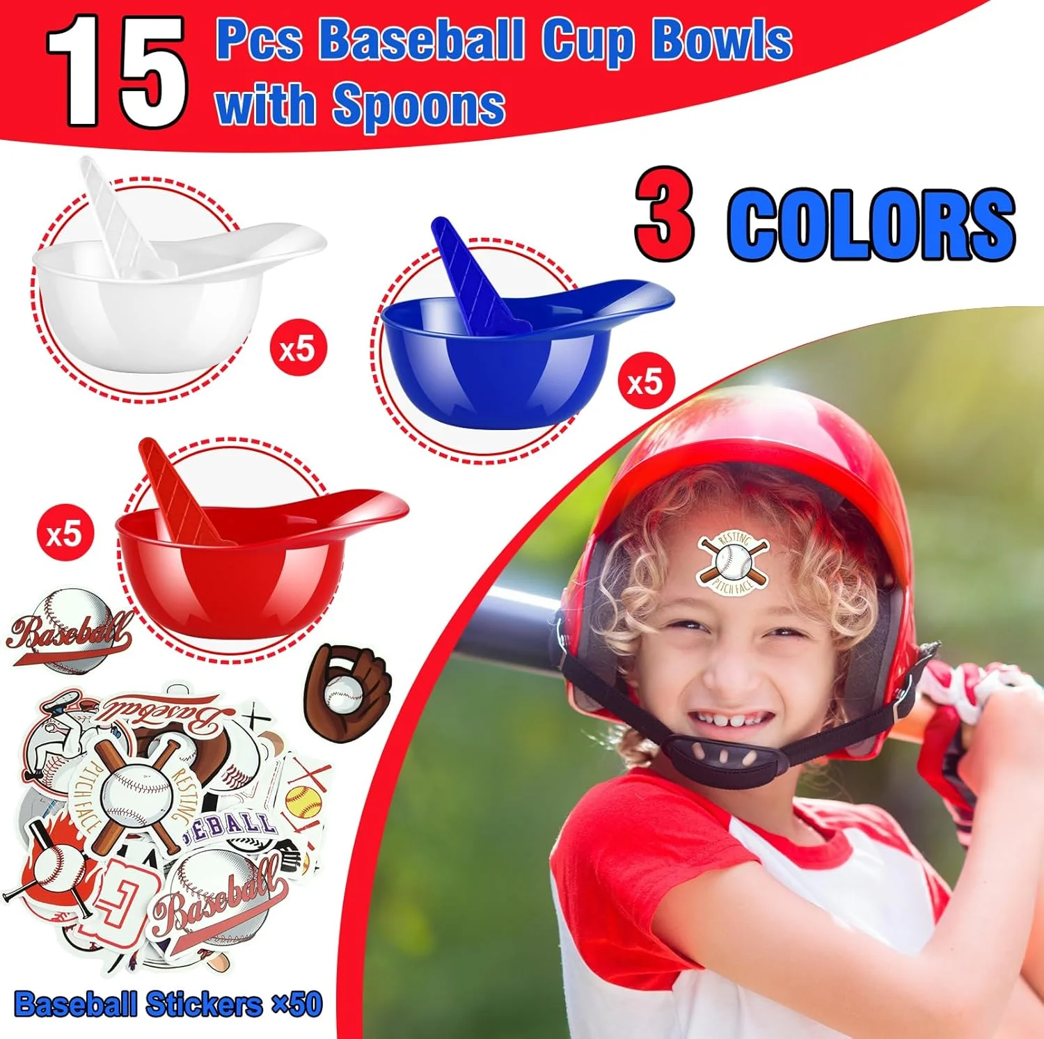 بسته 30 عددی کاسه بستنی کلاه ایمنی بیسبال MEEZY همراه با قاشق، کاسه بستنی کلاه بیسبال، فنجان کلاه بیسبال قابل استفاده مجدد، کاسه دسر تنقلات برای دکوراسیون جشن تولد بیسبال، لوازم مهمانی ورزشی (15 کاسه + 15 قاشق) بسته 30 عددی کاسه بستنی کلاه ایمنی بیسبال MEEZY همراه با قاشق، کاسه بستنی کلاه بیسبال، فنجان کلاه بیسبال قابل استفاده مجدد، کاسه دسر تنقلات برای دکوراسیون جشن تولد بیسبال، لوازم مهمانی ورزشی (15 کاسه + 15 قاشق)