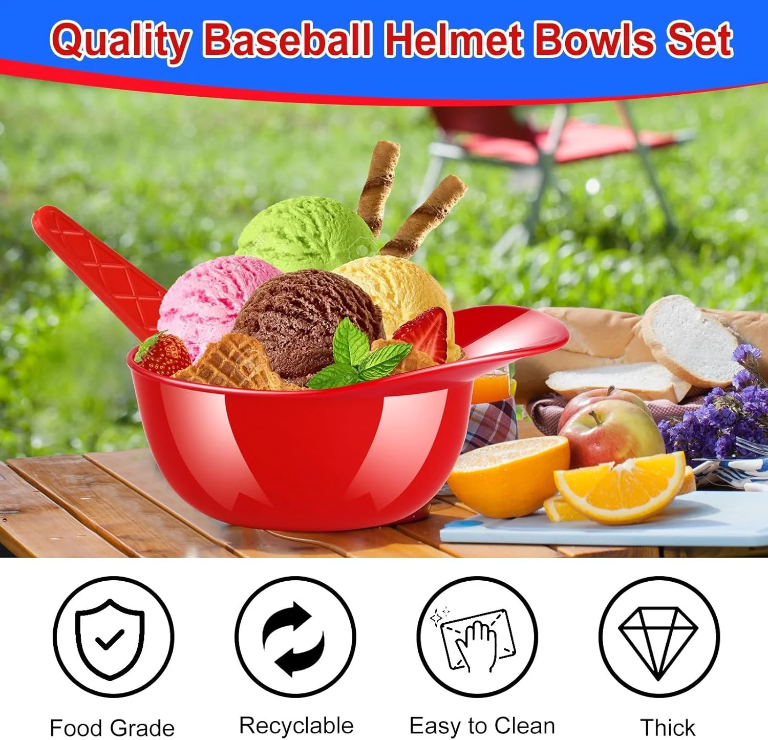 بسته 30 عددی کاسه بستنی کلاه ایمنی بیسبال MEEZY همراه با قاشق، کاسه بستنی کلاه بیسبال، فنجان کلاه بیسبال قابل استفاده مجدد، کاسه دسر تنقلات برای دکوراسیون جشن تولد بیسبال، لوازم مهمانی ورزشی (15 کاسه + 15 قاشق) بسته 30 عددی کاسه بستنی کلاه ایمنی بیسبال MEEZY همراه با قاشق، کاسه بستنی کلاه بیسبال، فنجان کلاه بیسبال قابل استفاده مجدد، کاسه دسر تنقلات برای دکوراسیون جشن تولد بیسبال، لوازم مهمانی ورزشی (15 کاسه + 15 قاشق)