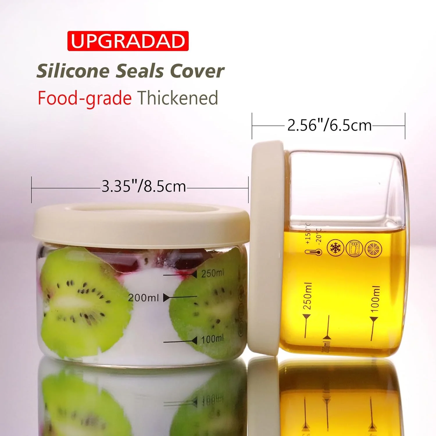 ظروف شیشه ای گرد ماتیفانر 255 گرمی برای پودینگ، ظروف کوچک دسر با درب، کاسه های شیشه ای فریزر، ظرف ناهار شیشه ای کوچک، درب سیلیکونی، کاسه های شیشه ای سبک، فنجان دسر شیشه ای، قابل استفاده در مایکروویو (2 عدد) ظروف شیشه ای گرد ماتیفانر 255 گرمی برای پودینگ، ظروف کوچک دسر با درب، کاسه های شیشه ای فریزر، ظرف ناهار شیشه ای کوچک، درب سیلیکونی، کاسه های شیشه ای سبک، فنجان دسر شیشه ای، قابل استفاده در مایکروویو (2 عدد)