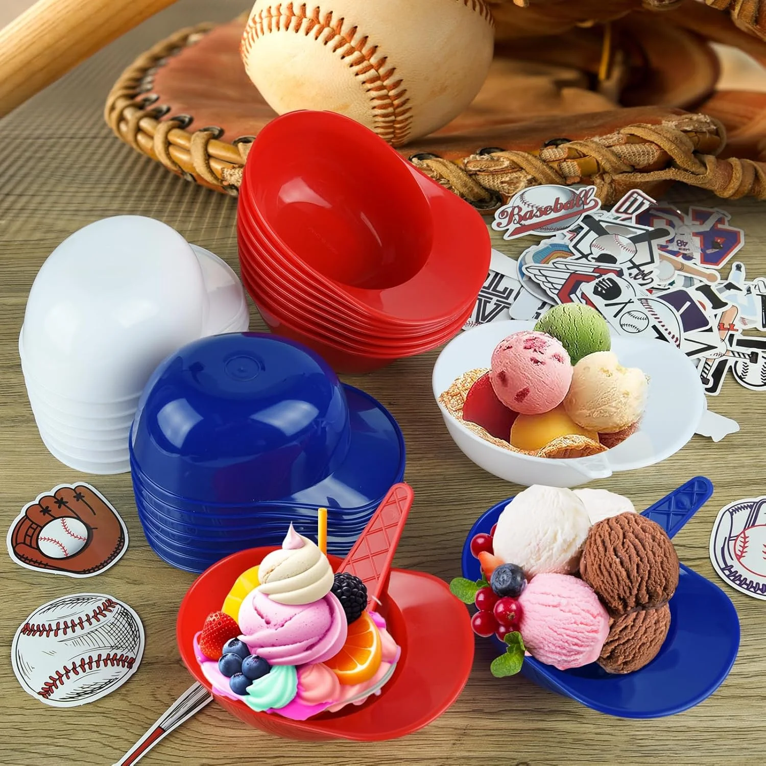 بسته 30 عددی کاسه بستنی کلاه ایمنی بیسبال MEEZY همراه با قاشق، کاسه بستنی کلاه بیسبال، فنجان کلاه بیسبال قابل استفاده مجدد، کاسه دسر تنقلات برای دکوراسیون جشن تولد بیسبال، لوازم مهمانی ورزشی (15 کاسه + 15 قاشق) بسته 30 عددی کاسه بستنی کلاه ایمنی بیسبال MEEZY همراه با قاشق، کاسه بستنی کلاه بیسبال، فنجان کلاه بیسبال قابل استفاده مجدد، کاسه دسر تنقلات برای دکوراسیون جشن تولد بیسبال، لوازم مهمانی ورزشی (15 کاسه + 15 قاشق)