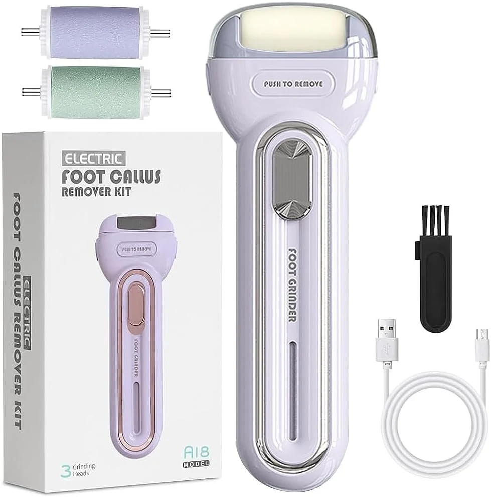 HANNEA® Callus Remover for Feet, Electric Hard Skin Remover, with 3 Rollers and 1 Cleaning Brush Electric Foot Scrub, Rechargeable Electric Callus Remover for Remove Calluses, Dead and Dry Skin HANNEA® Callus Remover for Feet, Electric Hard Skin Remover, with 3 Rollers and 1 Cleaning Brush Electric Foot Scrub, Rechargeable Electric Callus Remover for Remove Calluses, Dead and Dry Skin