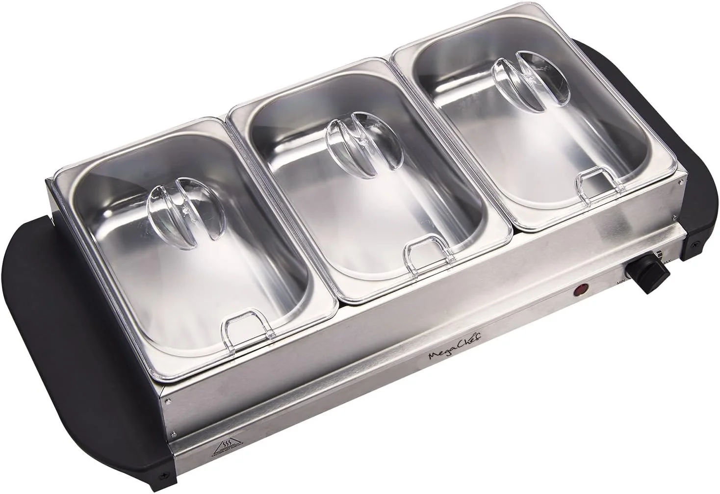 MegaChef Buffet Server & Food Warmer With 3 Removable Sectional Trays, Heated Warming Tray and Removable Tray Frame MegaChef Buffet Server & Food Warmer With 3 Removable Sectional Trays, Heated Warming Tray and Removable Tray Frame